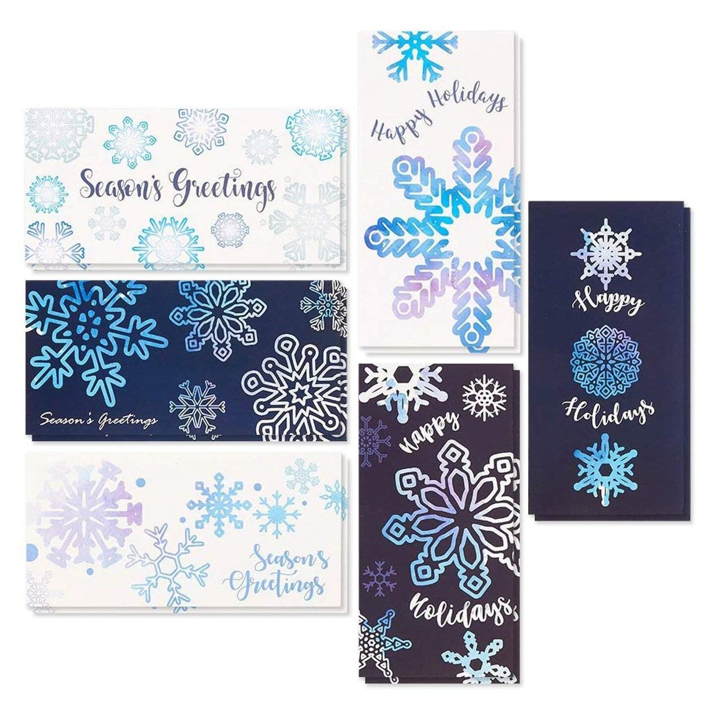 36 Pack Christmas Money Cards with Envelopes, Gift Card Holders, 3.6x7.25 Inch Money Holder Xmas Cards (6 Cute Snowflake Winter Designs)