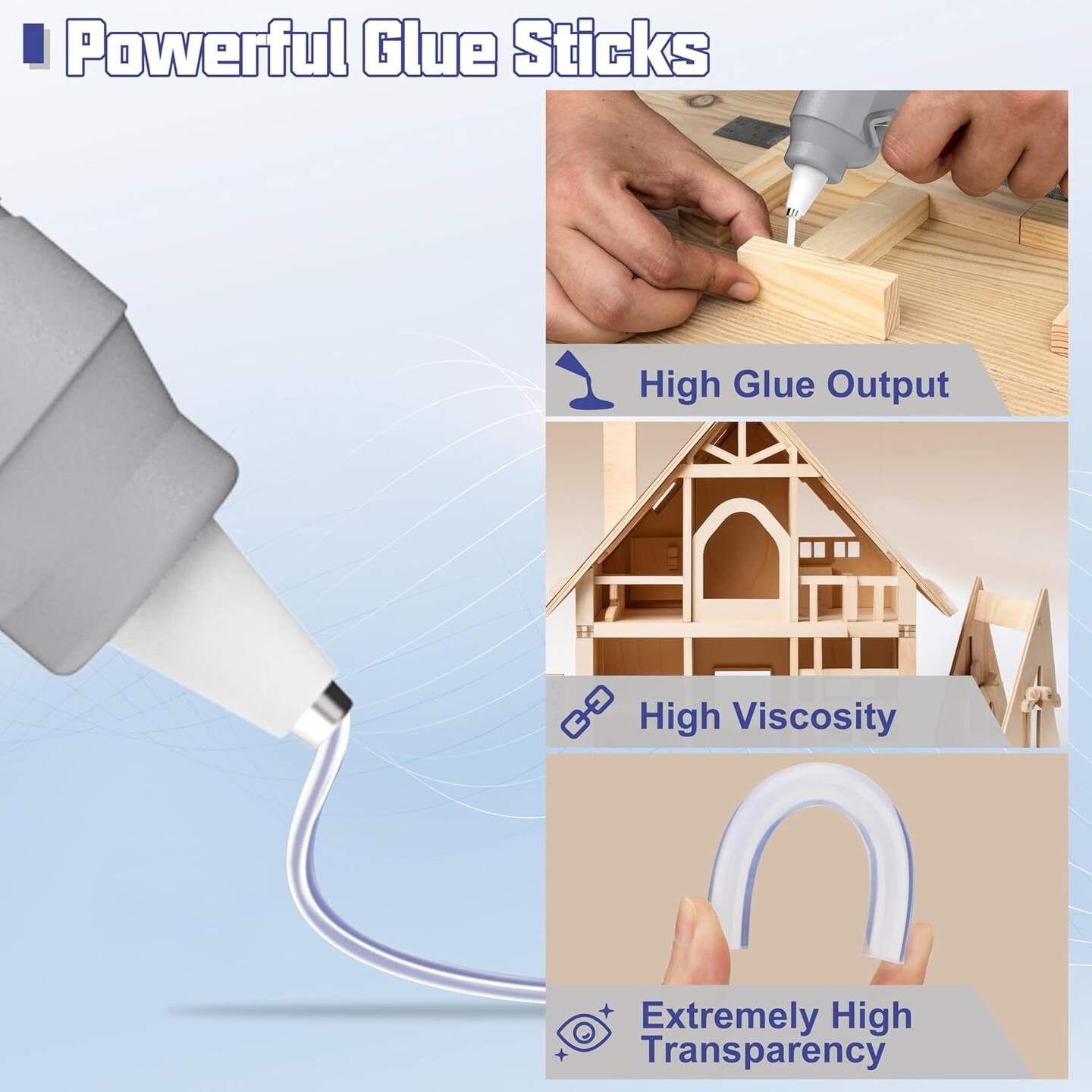 Hot Glue Gun, Fast Preheating Hot Melt Glue Gun with 20 Glue Sticks, Hot Glue Gun Full Size for Making Decoration School DIY Crafts Projects Home Repairs(40W Gray)