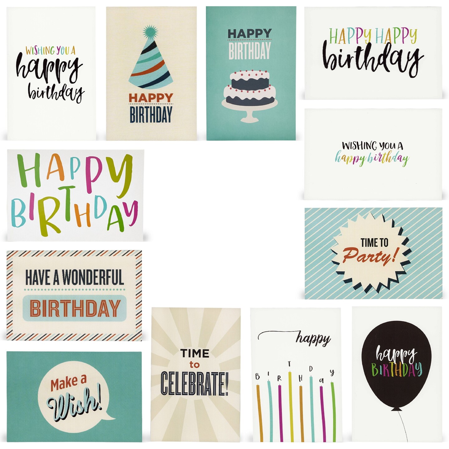 120 Pack 4x6-inch Happy Birthday Cards with Envelopes - Bulk Gift Set for Kids, Students and Teachers (12 Assorted Designs)