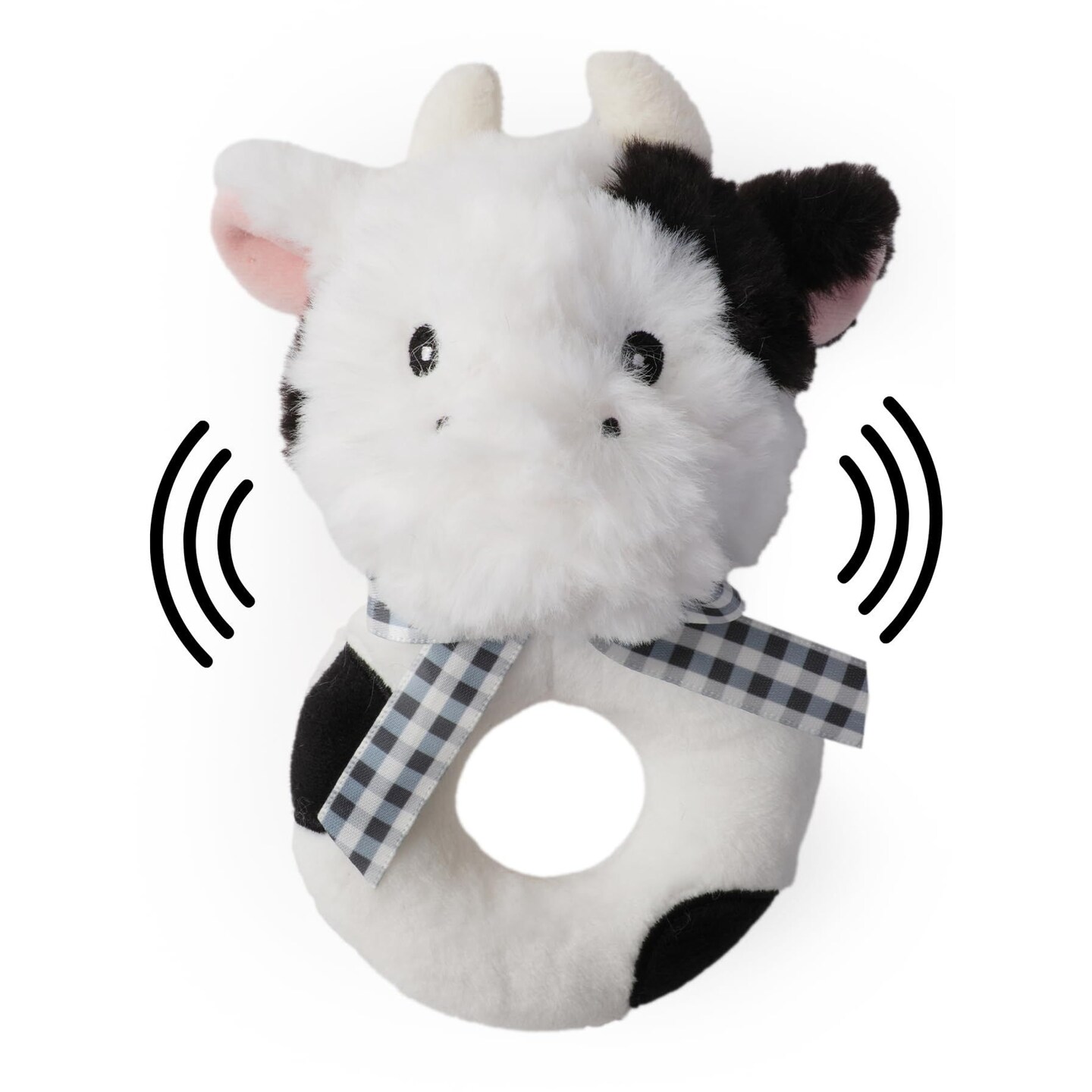 Bearington Collection Lil&#x27; Gilly 5.5 In Cow Baby Rattle - Baby Wrist Rattles - Plush Rattles Gift for Newborn