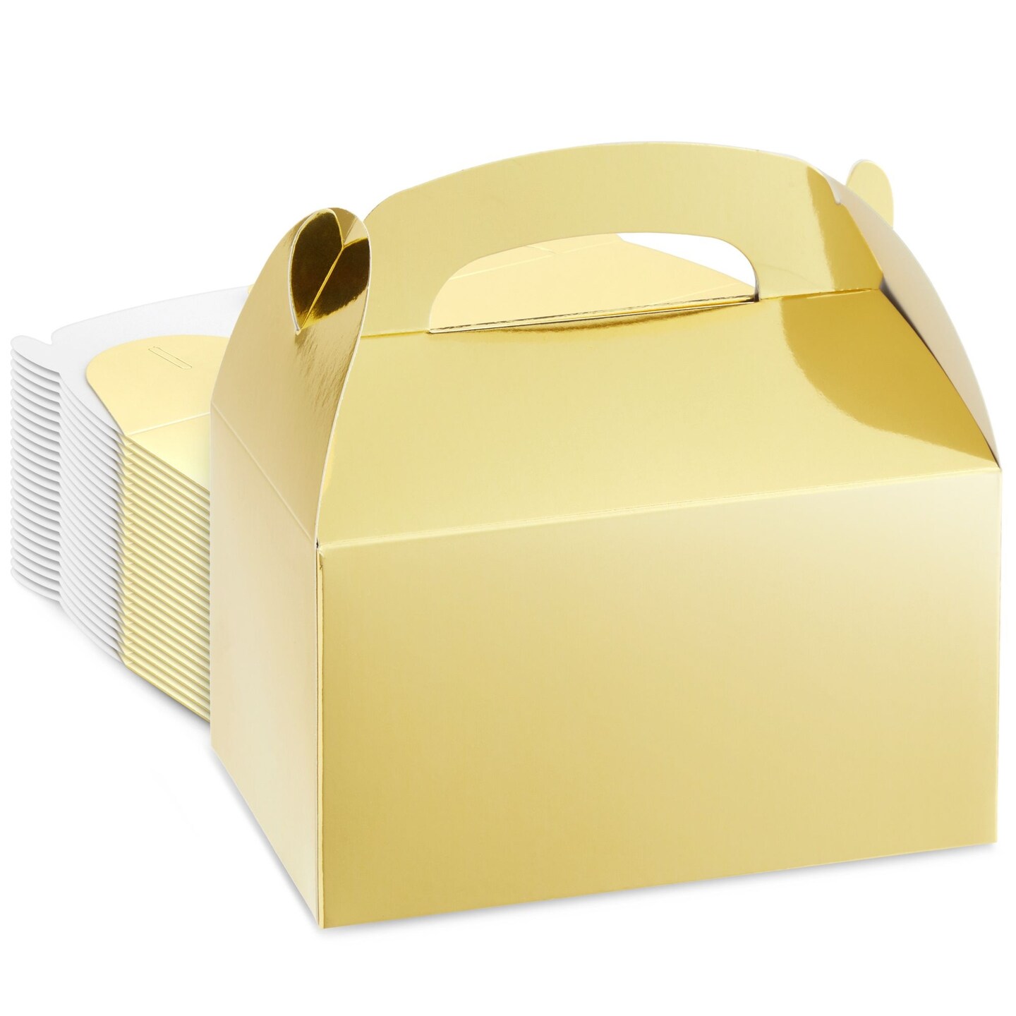 24-Pack Treat Boxes - Candy Gable Boxes for Party Favors, Birthday, Wedding, Baby Shower (Gold, 6.2x3.5x3.6 In)