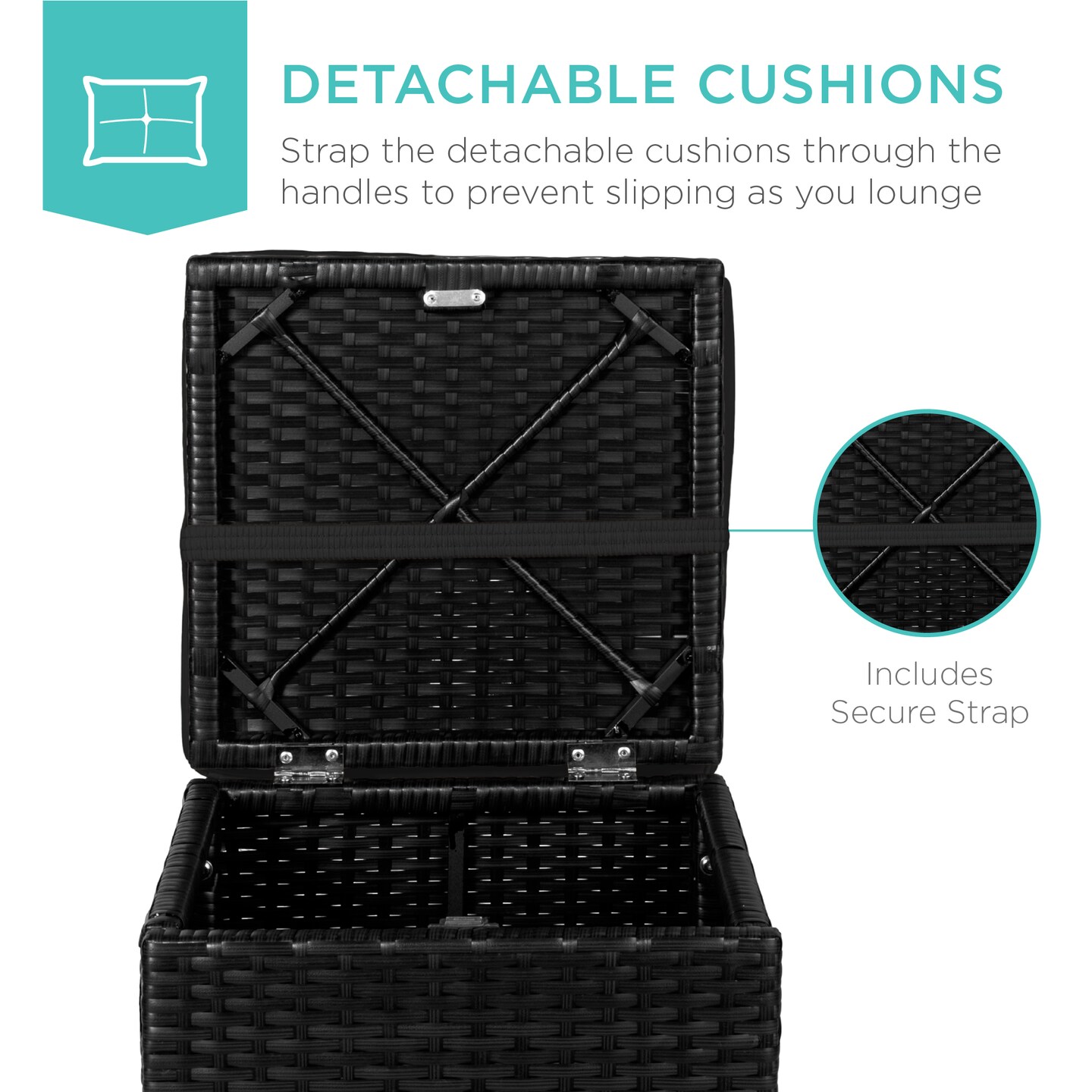 Best Choice Products Set of 2 Wicker Ottomans, Multipurpose Furniture w/ Removable Cushions, Steel Frame