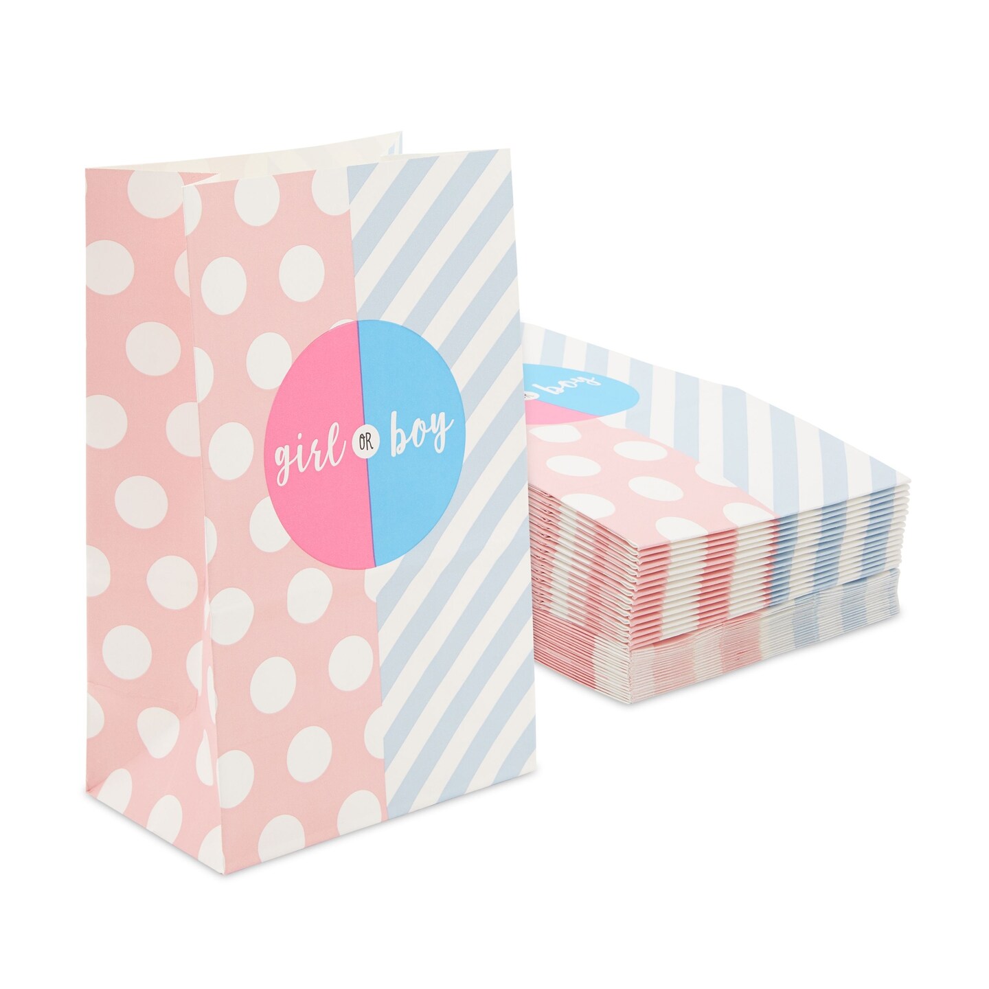 36 Pack Boy or Girl Goodie Bags for Baby Gender Reveal Party Supplies (5.2 x 8.7 x 3.3 In)
