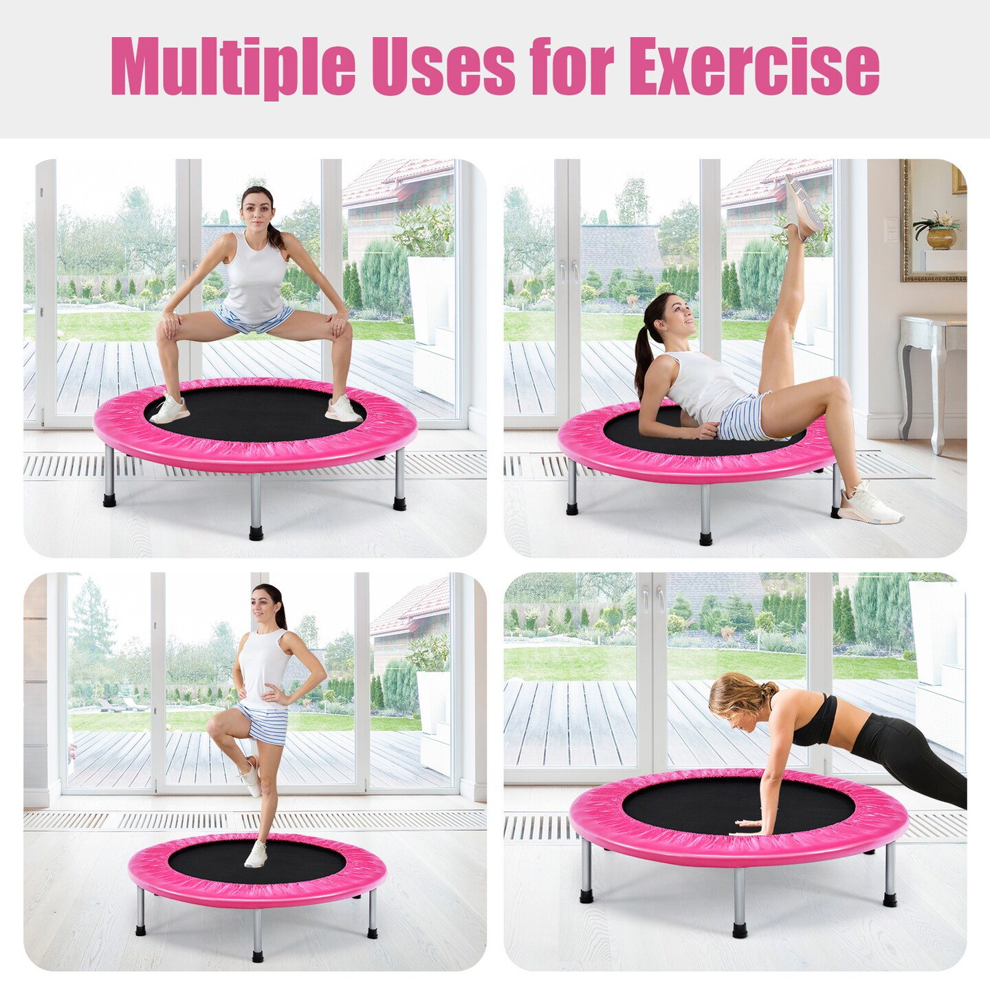 Foldable PP Trampoline with Safety Springs and 330 lbs Capacity
