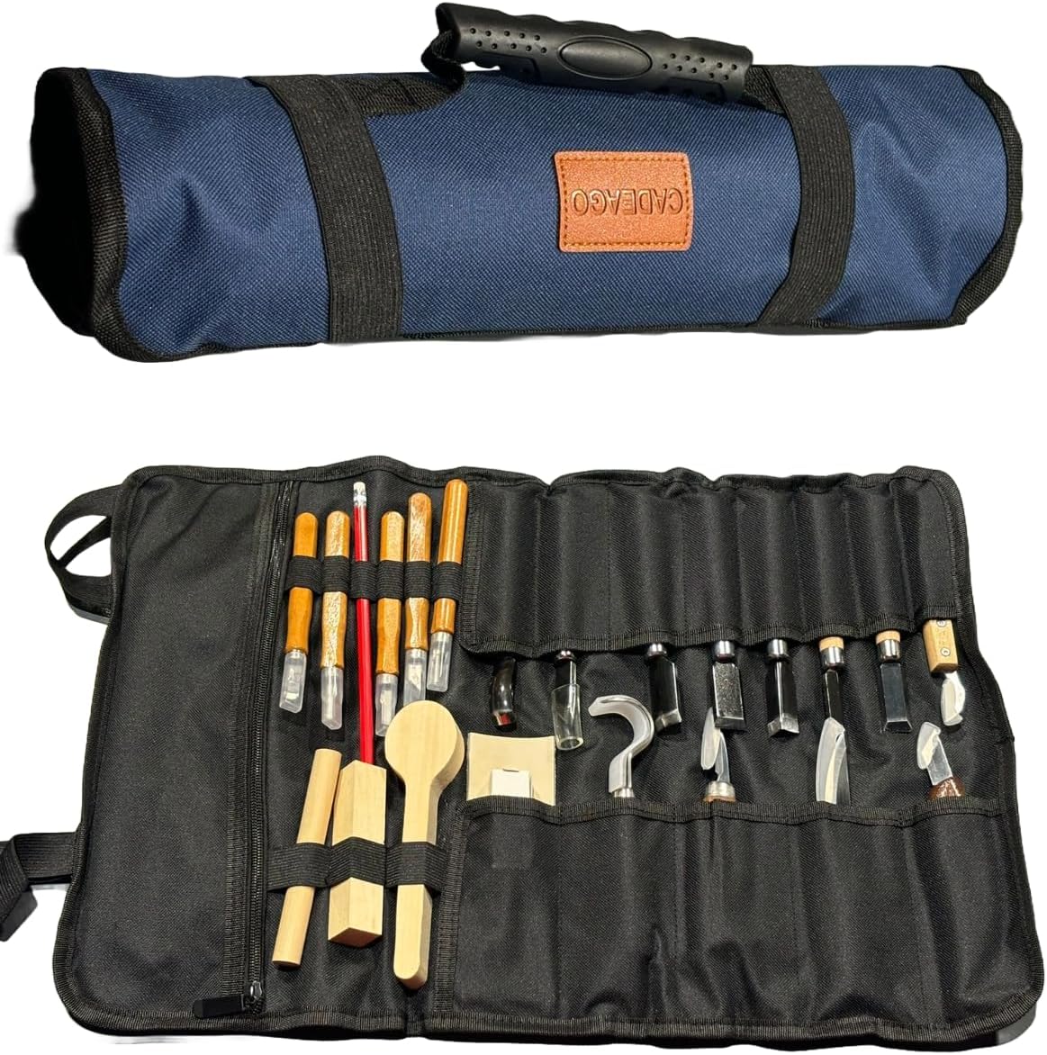 Wood Carving Tools, Complete Wood Carving Kit with Whittling Knives, Quality Blades, Ergonomic Handles, Compact Organizer, Protective Sheath, Wooden Blocks, Safe &#x26; Durable