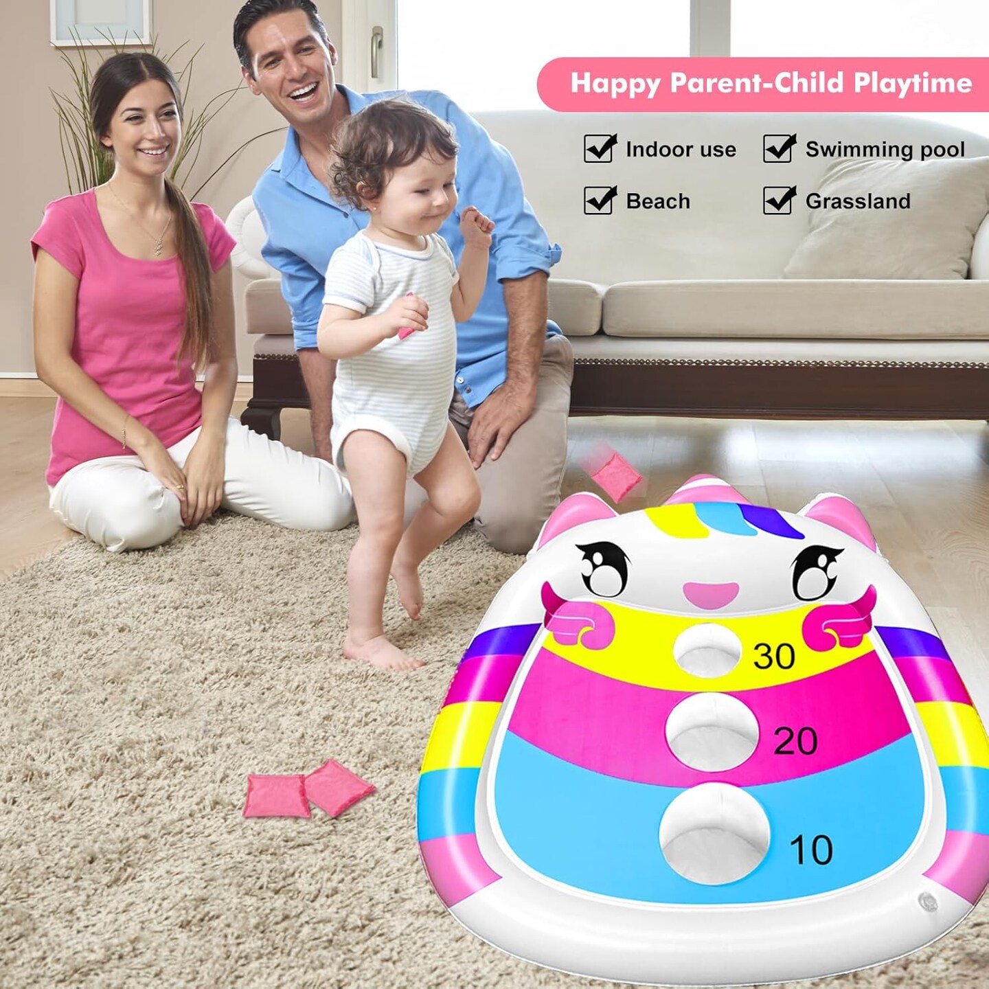 Summer Unicorn Kids Fun Pool Toys,Inflatable Cornhole Board Floating Water Game Outdoor Swim Play