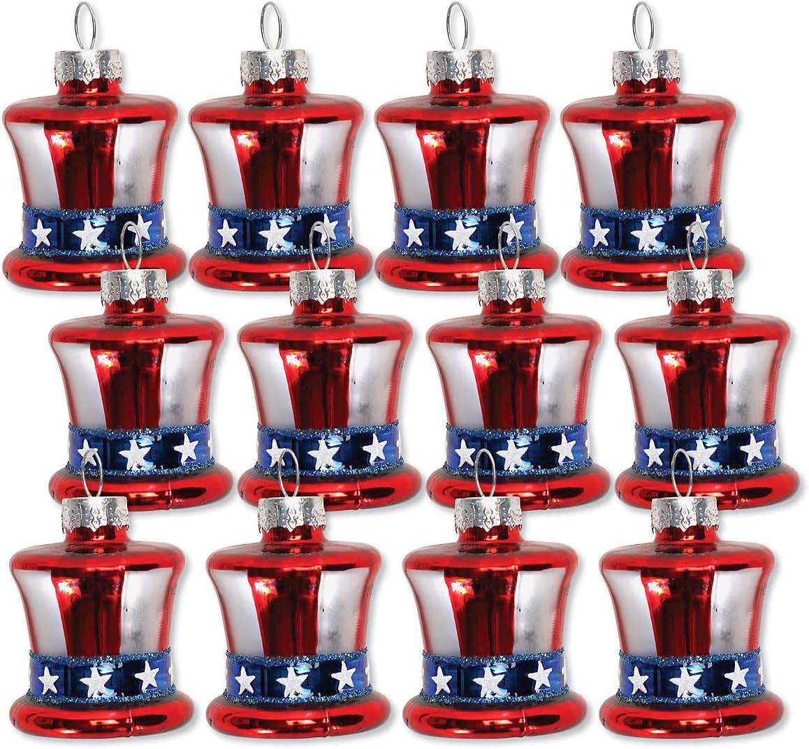 Sam Blown Glass Patriotic Ornaments Handcrafted Hanging Tree Decorations