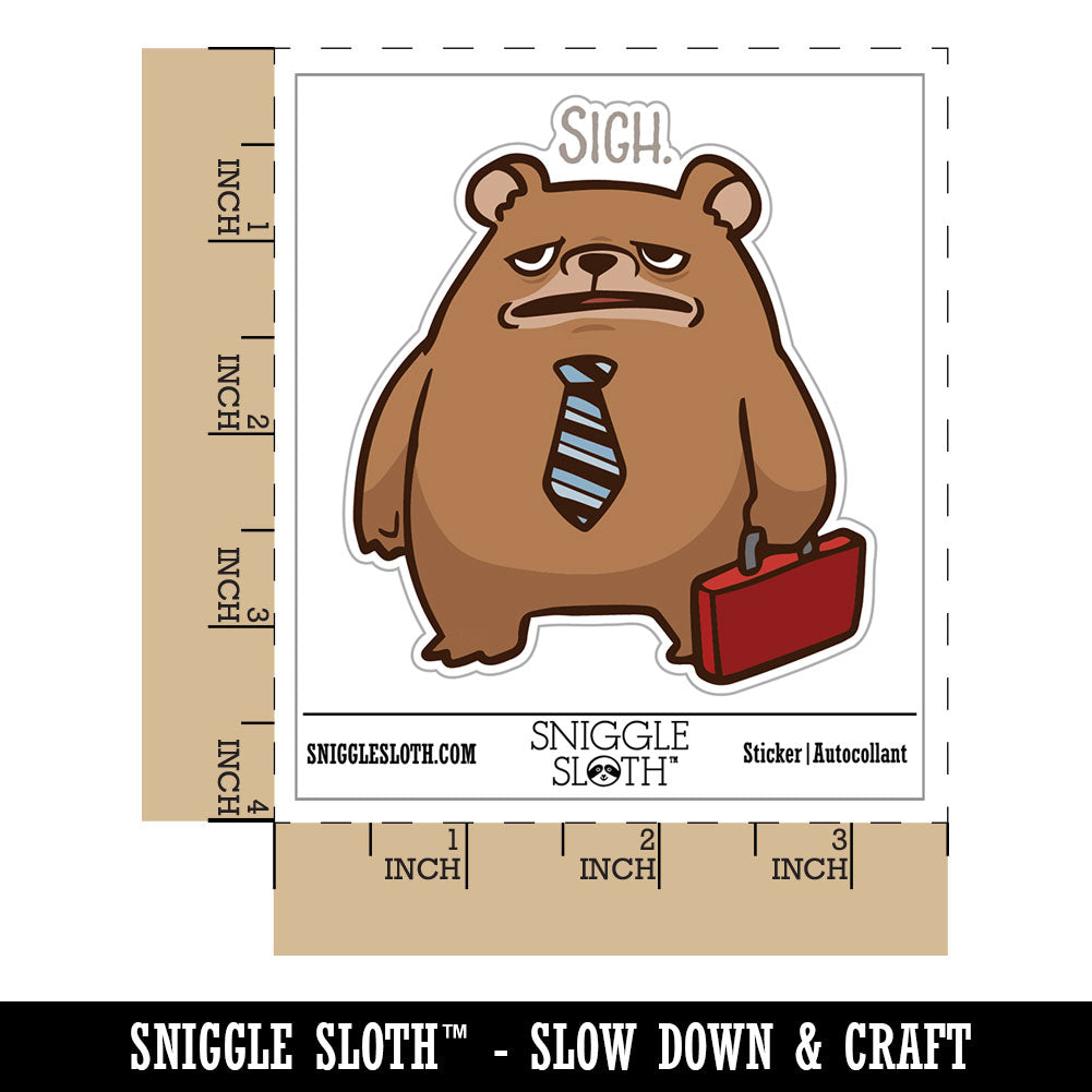 Water Bottle Sticker Set Burnout Business Bear Sigh Sad Tired Cute Waterproof Vinyl Stickers Pack Decal, Skateboard, Laptop, Car, Window, Bumper - 5 Pack