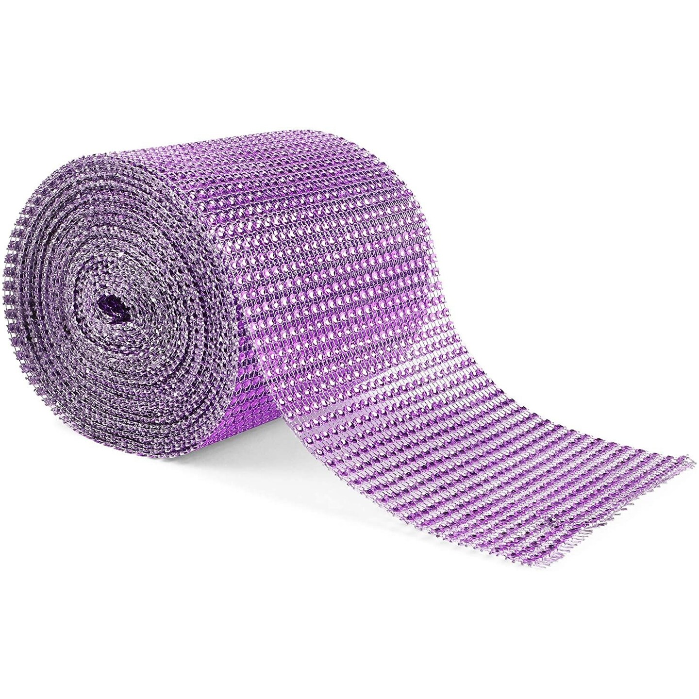 Purple Mesh Rhinestone Wrap Ribbon for Wreaths (10 Yards x 4.75 Inches)