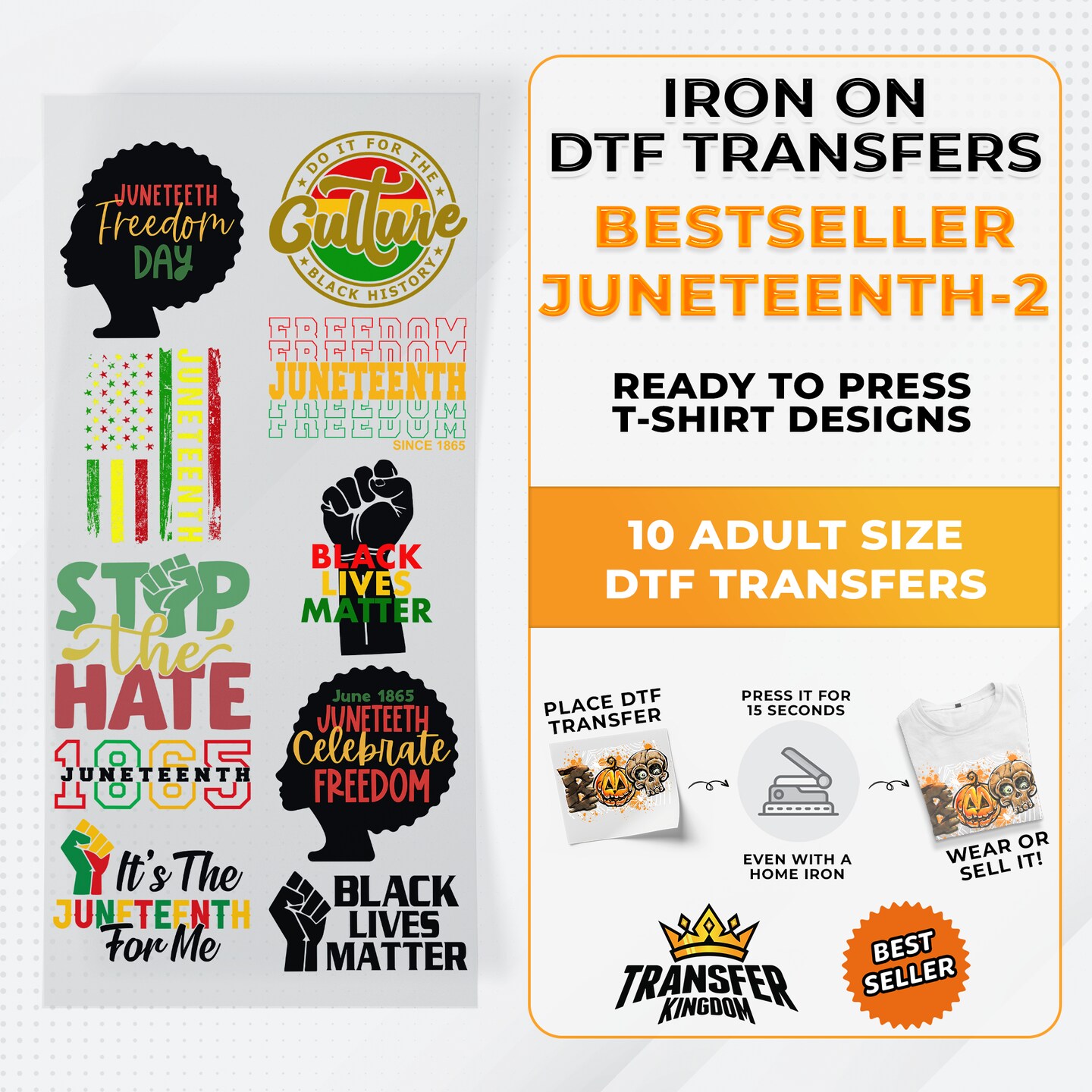 Best Seller Juneteenth T-shirt Designs Premade DTF Gangsheet - DTF Bundle 2
