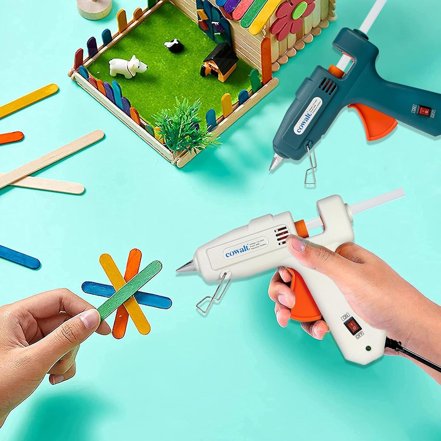 Professional Hot Glue Gun and Sticks Set Full Size 60W High Power Fast Heating Heavy Duty Silicone Glue Gun Kit for Crafts, DIY Repairs (Green)