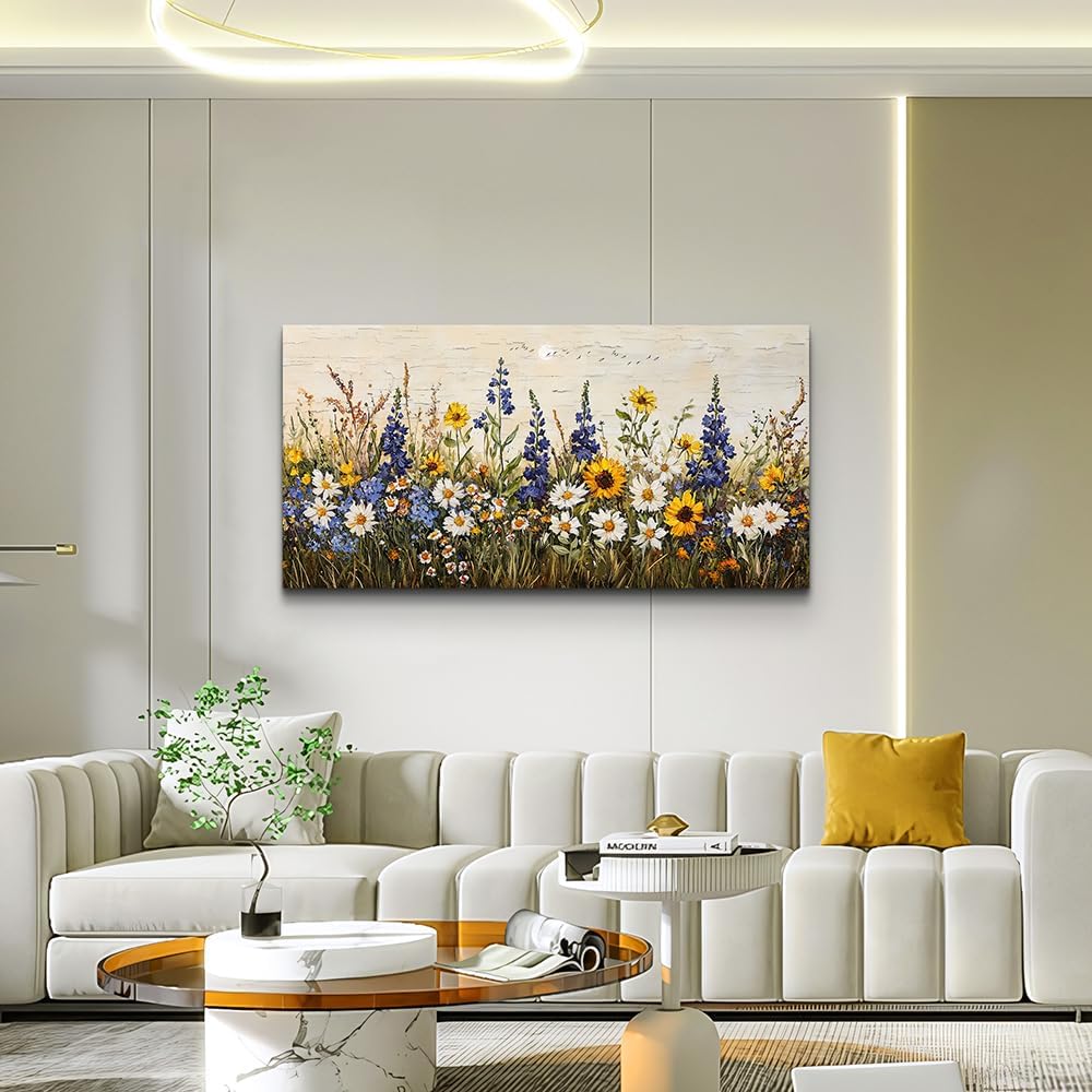 Farmhouse Wall Art For Living Room Canvas Wall Decor For Bedroom Office Dining Room Decor Boho Wall Paintings Flowers Watercolour Wall Pictures Ready To Hang Family Home Decor 20&#x22;X40
