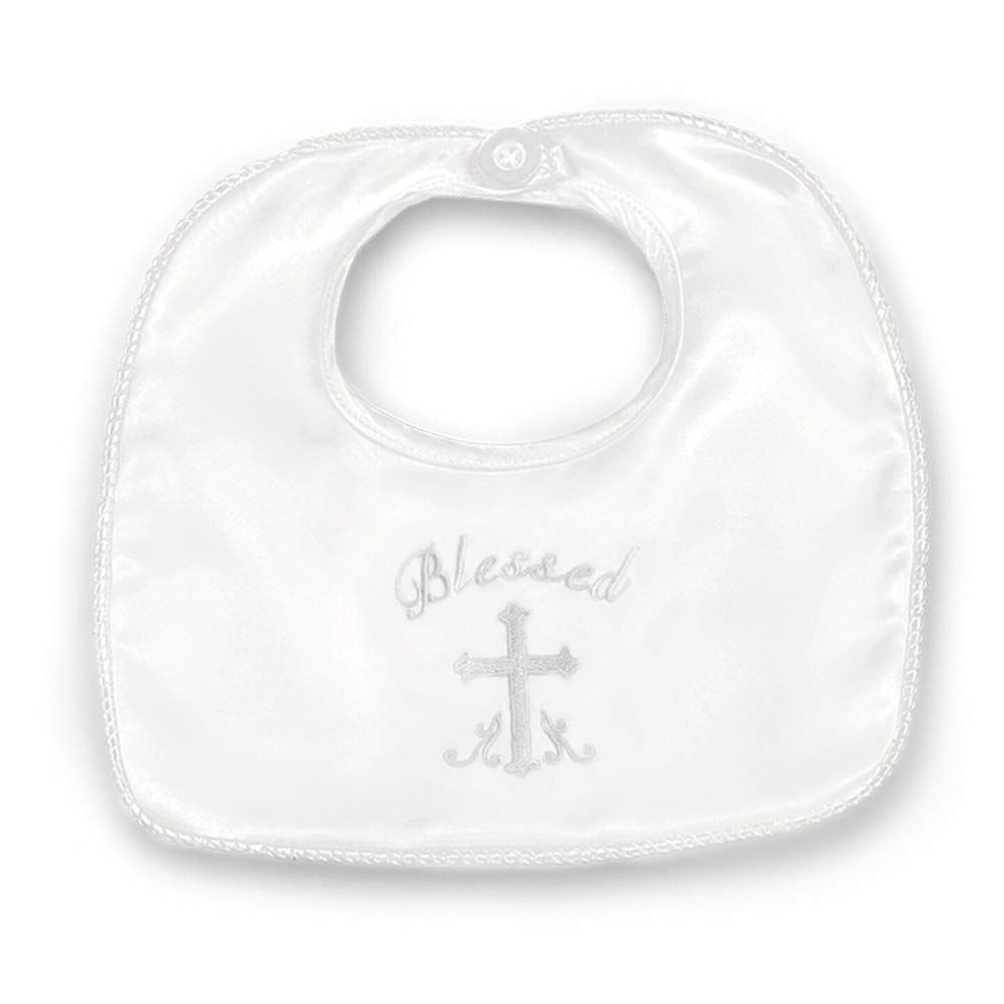 Bearington Baby Blessings Boy&#x27;s Christening and Baptism Bib, 10&#x22; x 10&#x22;
