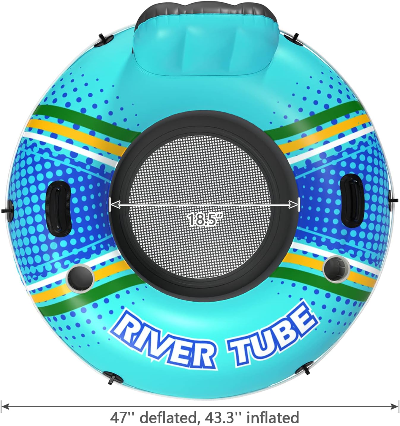 Inflatable River Tube Float - Heavy Duty River Float Pool Floats Lake Premium Water Tubes for Floating Recreational River Raft Lounge Floaties with 2 Cup Holders for Adult