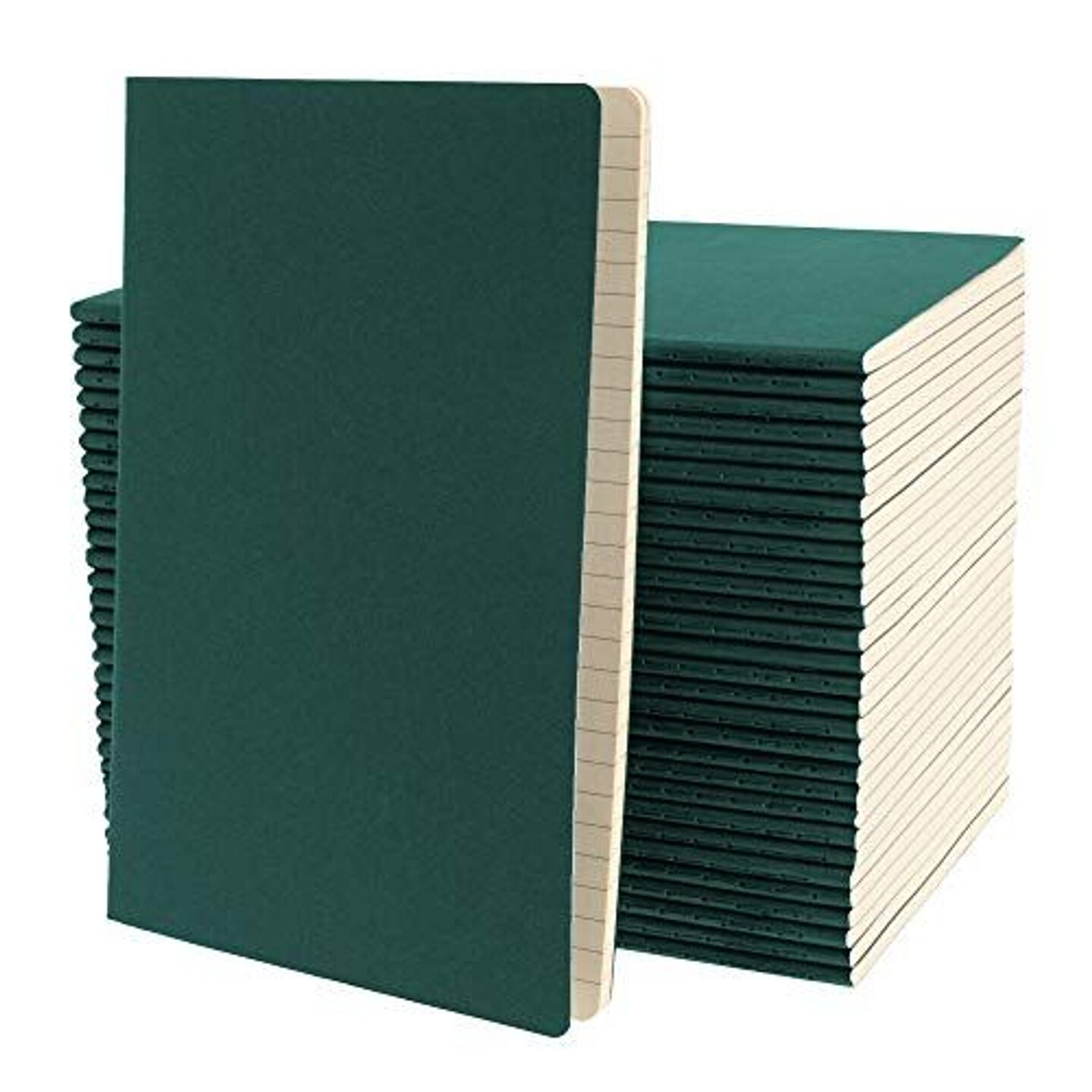 Simply Genius (30 Pack) Travel Journal, Travelers Notebook Set: Softcover Journals to Write in for Women, Journal for Men, Writing Notebook Lined, 92pg Ruled, 5.5 x 8.3, Green