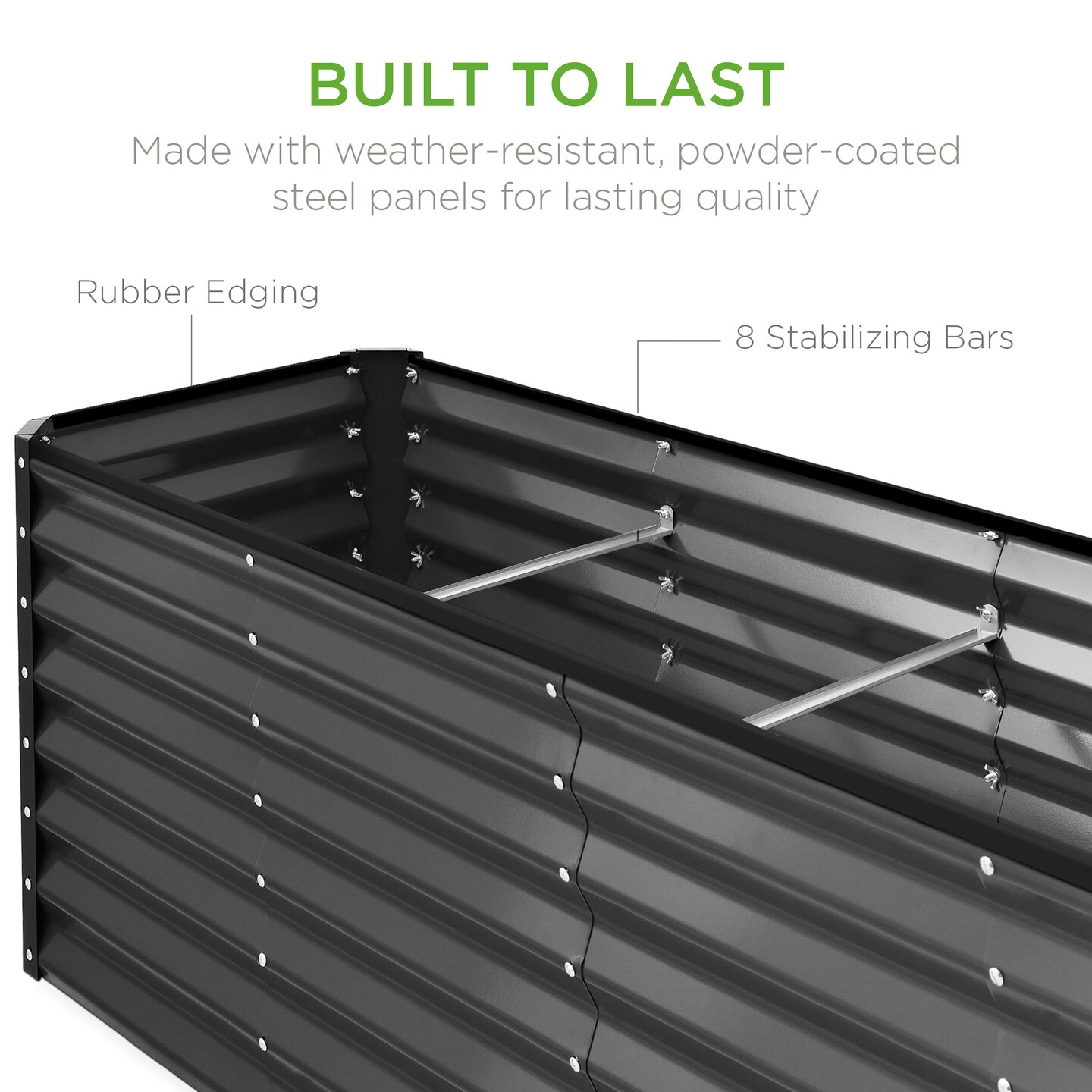 Best Choice Products 8x2x2ft Outdoor Metal Raised Garden Bed, Planter Box for Vegetables, Flowers, Herbs