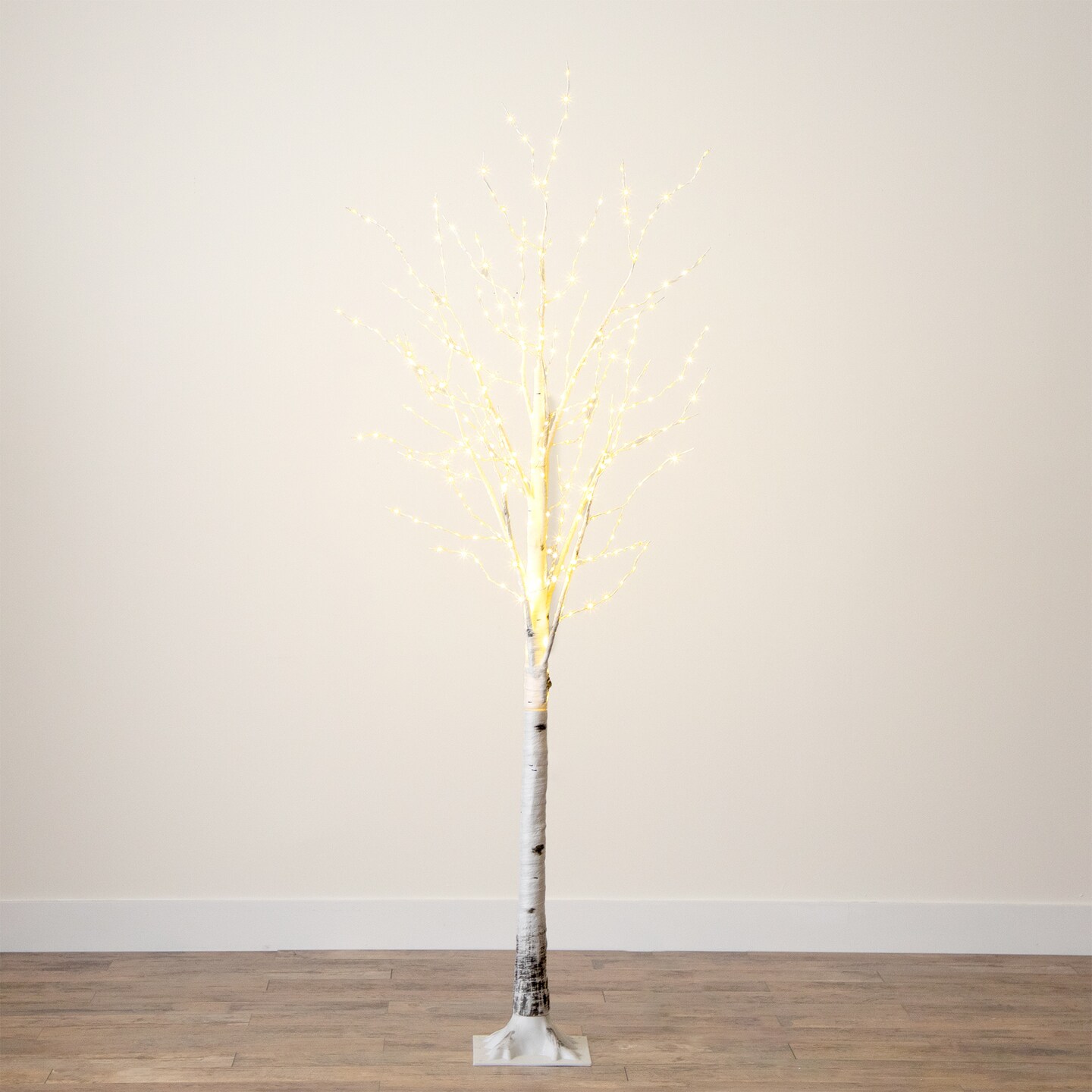 Nearly Natural Pre-Lit Birch Artificial Christmas Tree - 7&#x27; - Warm White LED Lights