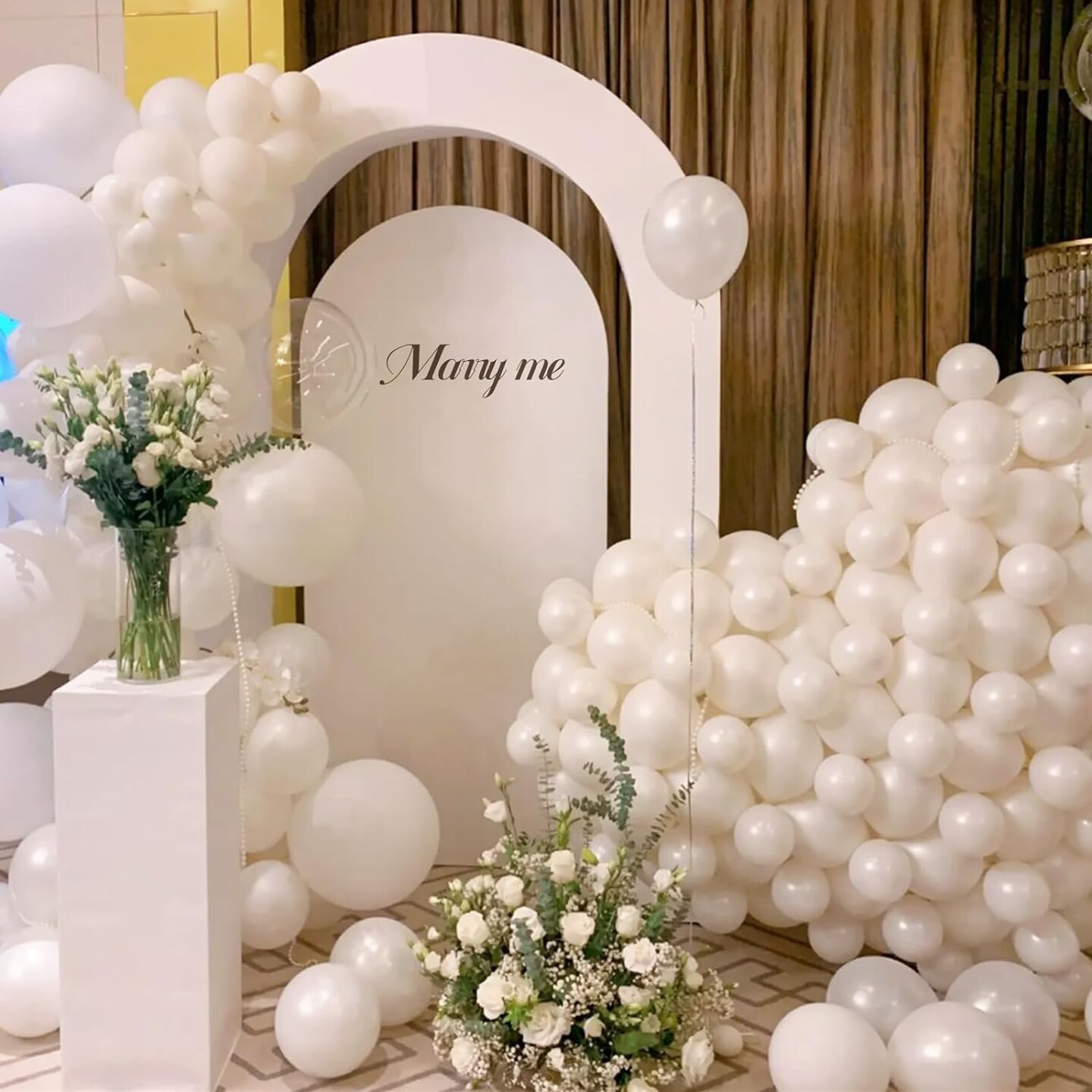 137Pcs Pearl White Balloon Garland Kit, Latex Party Balloons