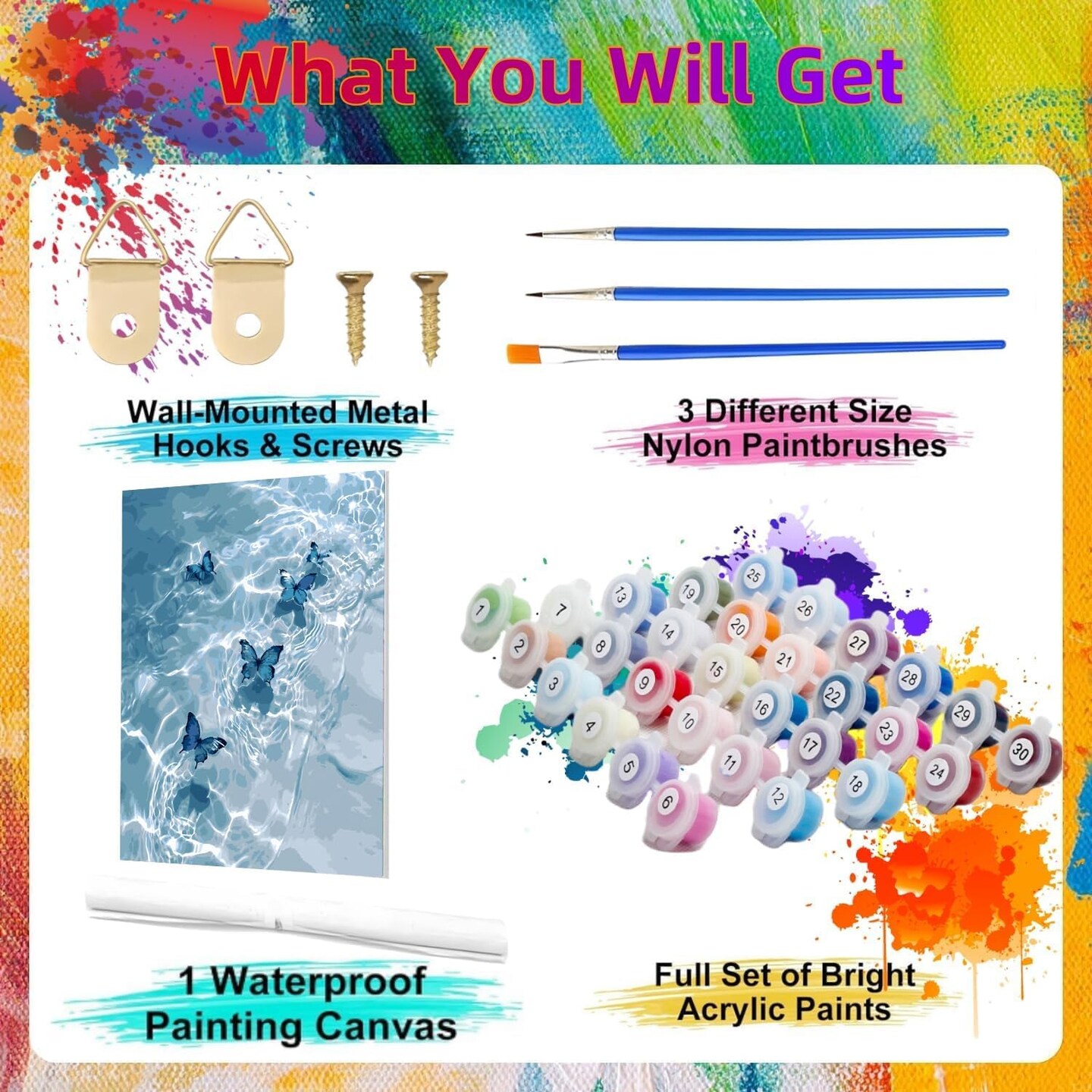 Paint by Numbers Kit for Adults Crafts,Beginners Paint by Number Butterfly, DIY Artwork on Canvas Acrylic Paint by Numbers Kits