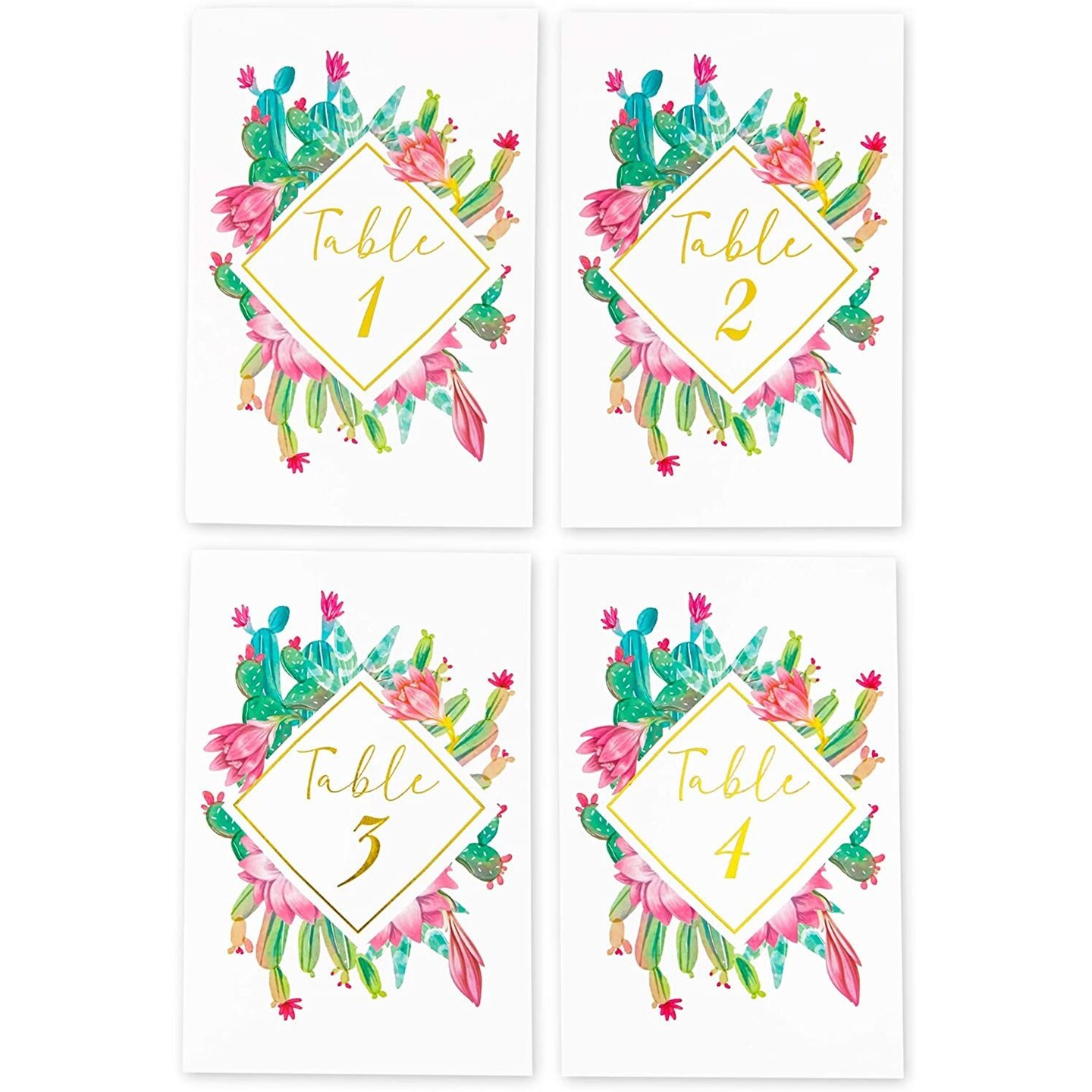 Succulent Wedding Table Numbers, 1-25, Centerpiece Decorations (4 x 6 in, 25 Pack)