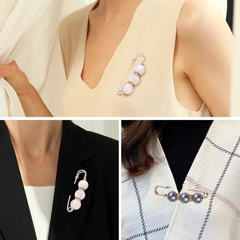 12 Pieces Pearl Brooch Pins, Safety Pin for Women Girls Clothing Dresses Jeans,Sweater Shawl Clips Pearl Brooches
