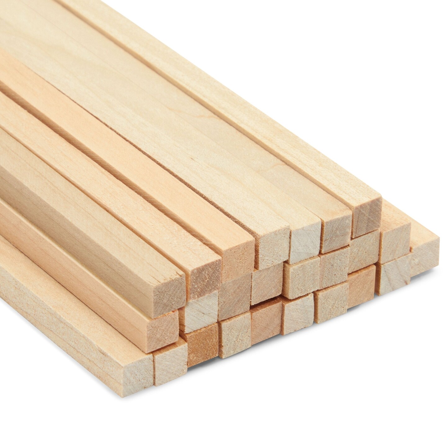 25 Pack Square Wooden Dowels for Crafting, Unfinished Hardwood Sticks for DIY Supplies (1/4 x 12 Inch)