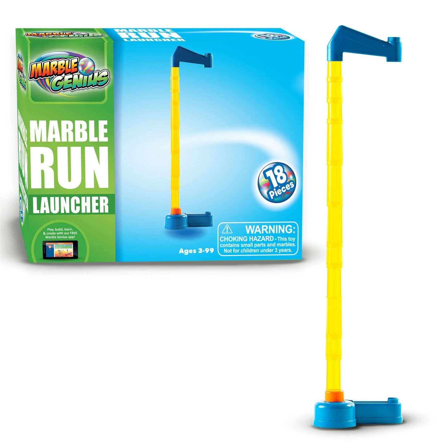Marble Run Launcher - Unleash Your Creativity with this Set, Includes Marble Launcher Base, Tubes, Top, and 5 Plastic Marbles, Educational STEM Toy, Build, Launch, and Watch Your Marbles Soar