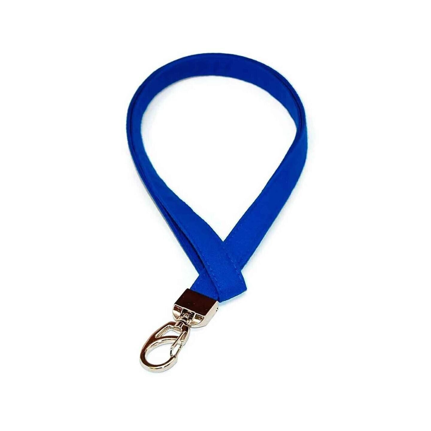Royal Blue Fabric Lanyard - Solid Color Soft Cotton ID Badge Holder for ...