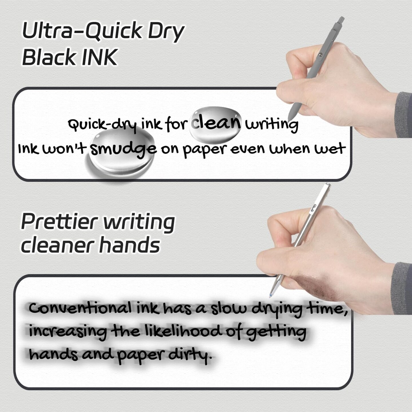 Gel Pens,6 Pcs 0.5mm Fine Point Black Ink Pens With Smooth Writing,Quick Dry Pens For Journaling,Nurse Aesthetic Pen,Office School Supplies for Men Women Student(Black Gray White)