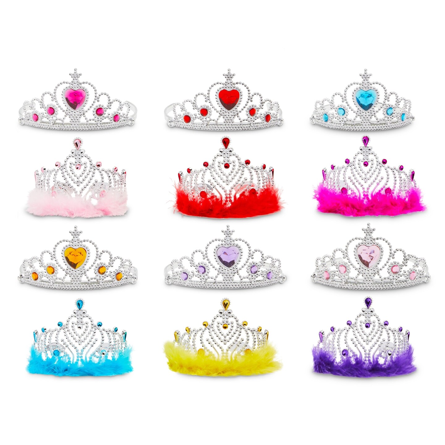12 Pack Princess Crowns for Little Girls, Kids Dress Up Tiaras for Birthday Party