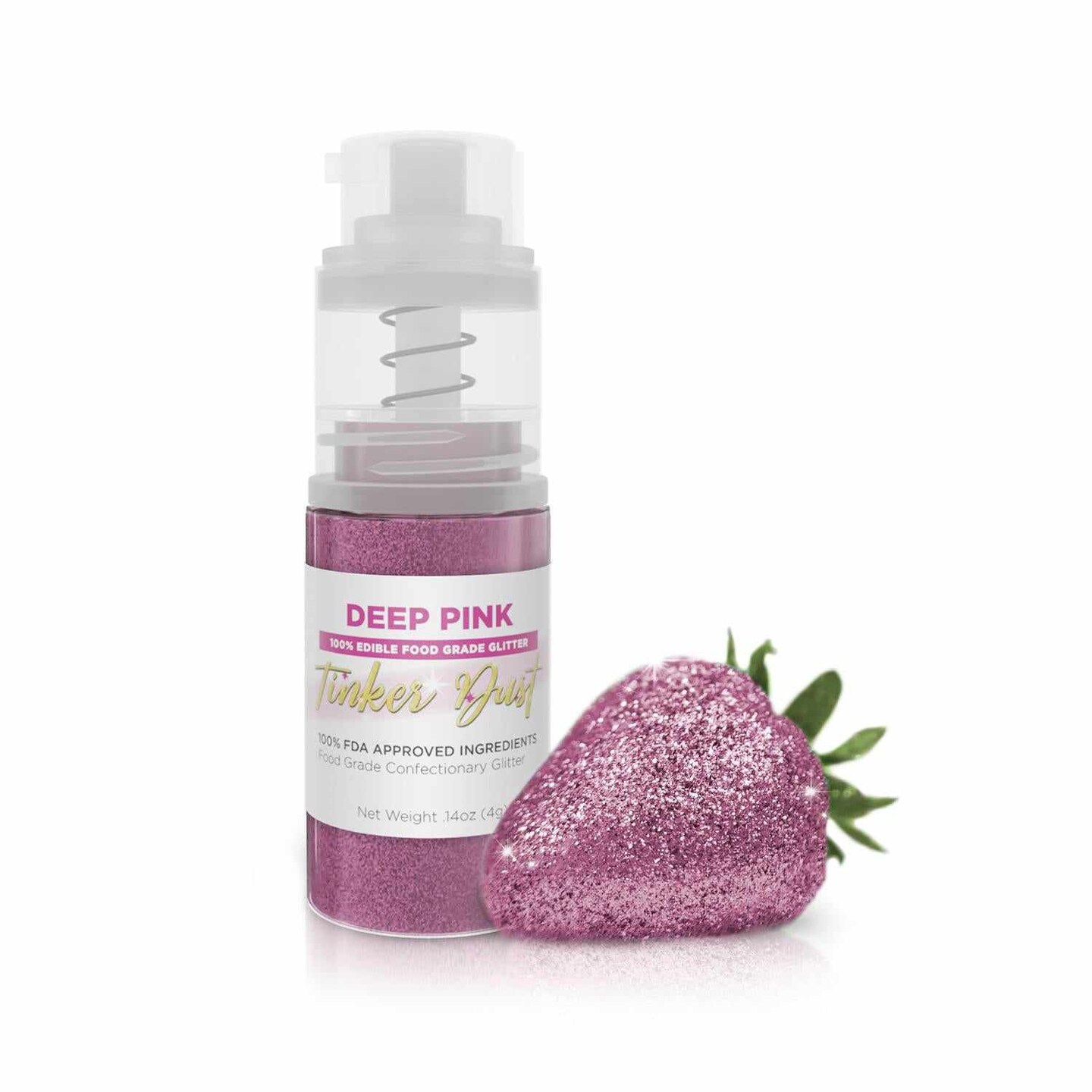Bakell - Deep Pink Tinker Dust Edible Glitter (4g, 1x Spray Pump) for Food, Desserts, and Beverages!