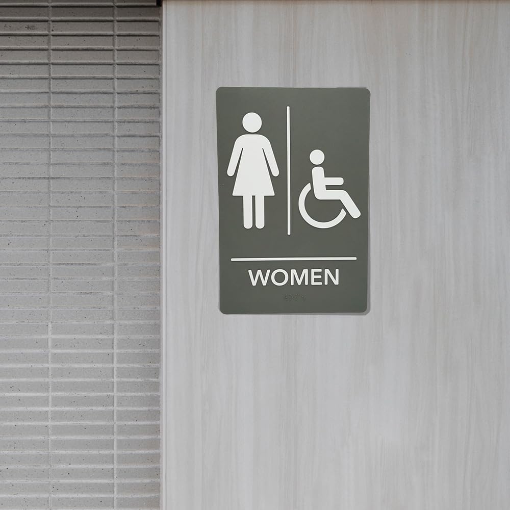 ADA-Compliant Wayfinding Signs – Durable, Non-Glare, Scratch-Resistant & Ready to Install. Featuring Grade 2 Braille & Raised Tactile Text, These Premade Signs Ensure Easy Compliance for Businesses 2 Pack