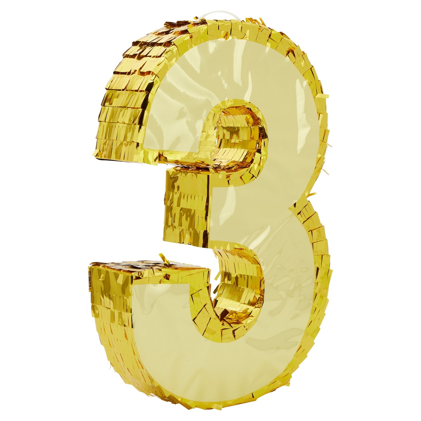 Gold Foil Number 3 Pinata for 3rd Birthday Party Decorations, Centerpieces, Anniversary Celebrations (Small, 11.1 x 2.9 x 16.1 in)