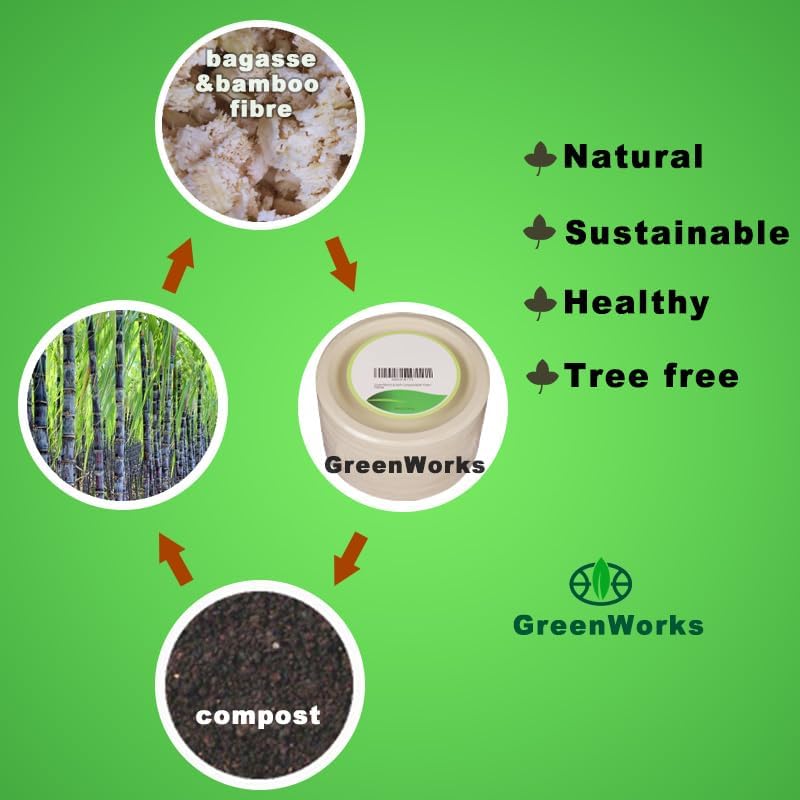 100 Count 6&#x201C; Small Compostable Dessert Plates, Heavy-duty Unbleached Biodegradable Bagasse and Bamboo fiber Paper Plates