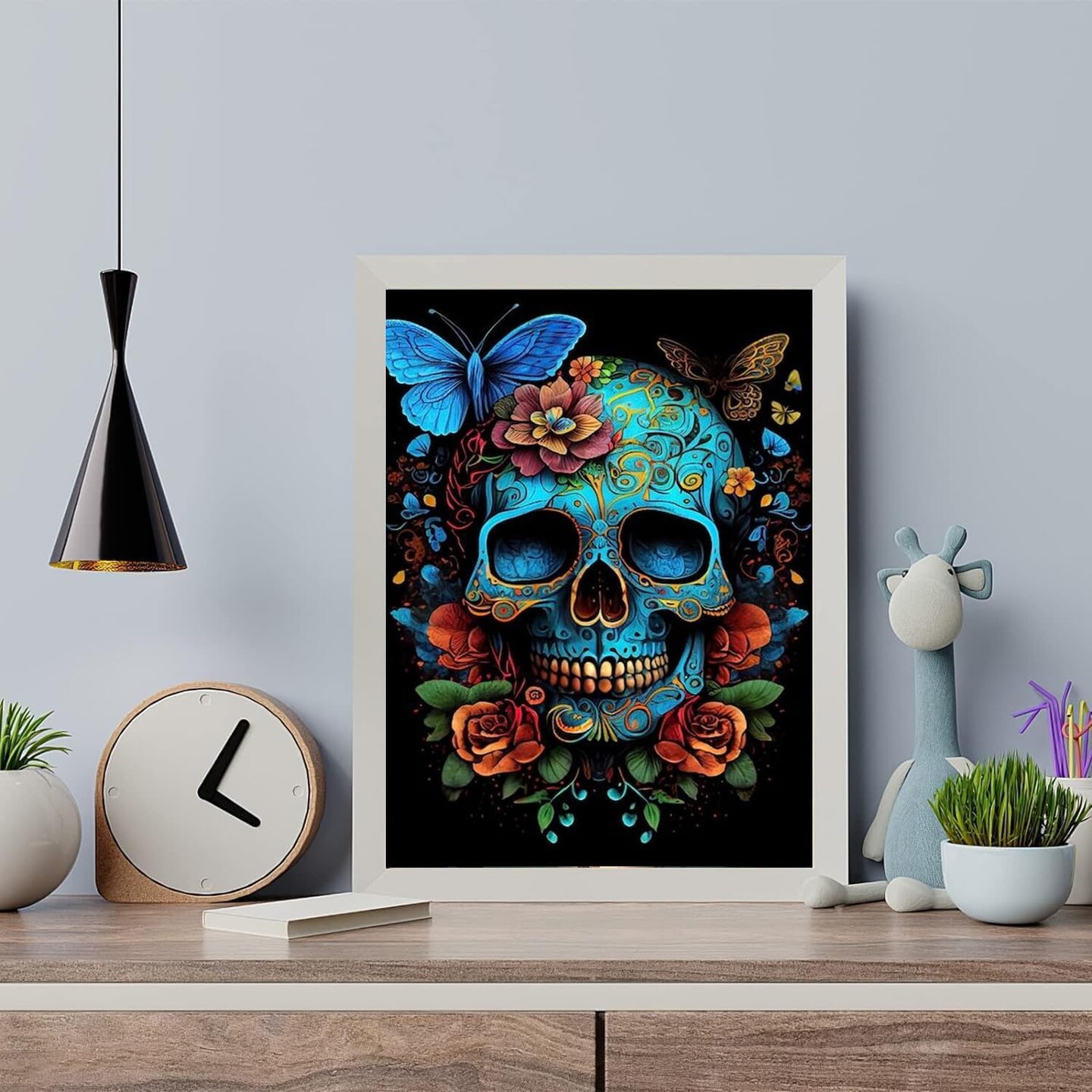 Skull Paint by Numbers Kit for Adults-Butterfly Adult Paint by Number Kits on Canvas,Skeleton Painting by Number Adult for Gift Home Wall Decor(16x20inch)