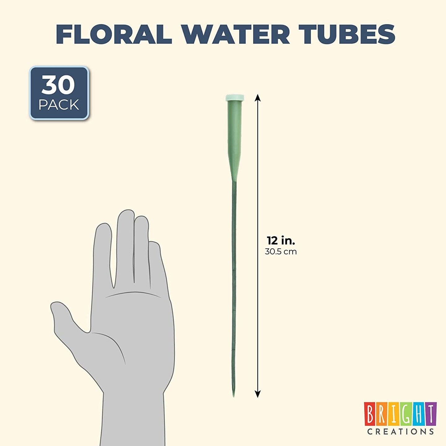 30 Pack Stem Water Tubes for Flowers with Caps, Extendable Vials for Floral Arrangements, Florist Supplies (12 In)