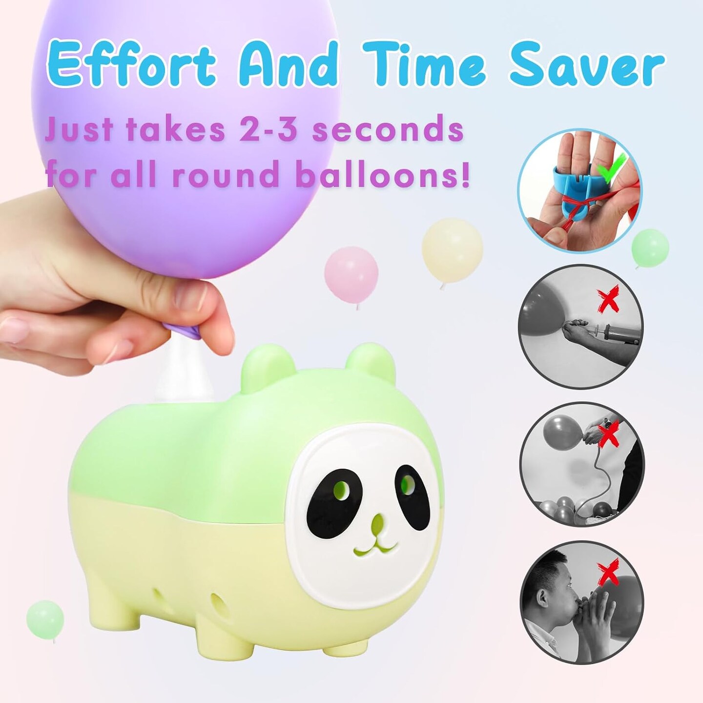 Balloon Pump Electric 110V 450W Portable Small Panda Balloon Inflator Blower Machine Air Pump for Balloon Garland Arch Party Decoration