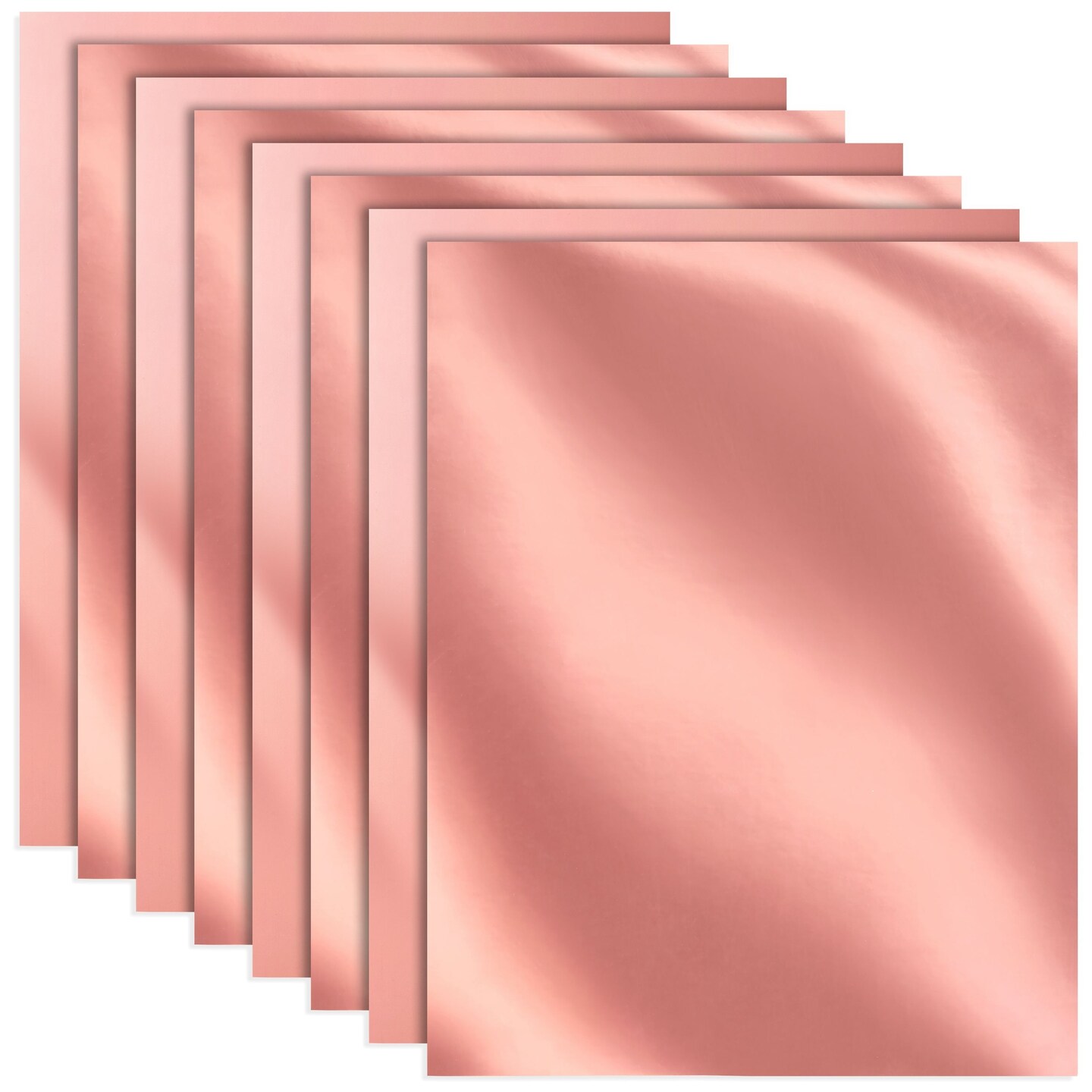 50 Pack Metallic Rose Gold Cardstock Sheets for Arts and Crafts, Single-Sided (8.5 x 11 In)