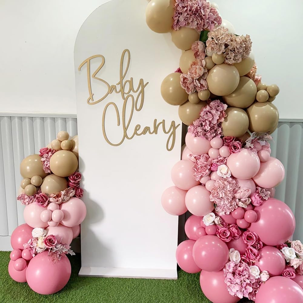Pink Balloon Garland - Dusty Rose Light Pink Latex Balloons Arch Different Sizes 18/12/5 Inch for Birthday Baby Shower Wedding Bridal Engagement Party Decorations