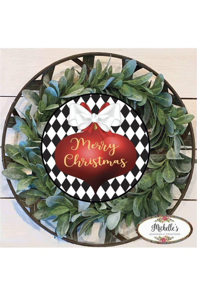 Harlequin Merry Christmas Ornament Sign
