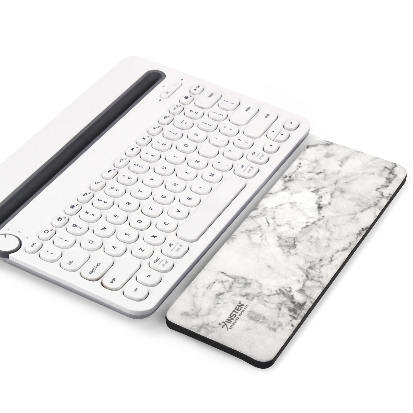 Keyboard Wrist Rest Pad Ergonomic Support for Computer Laptop Typing, White Marble, 11" x 3.5"