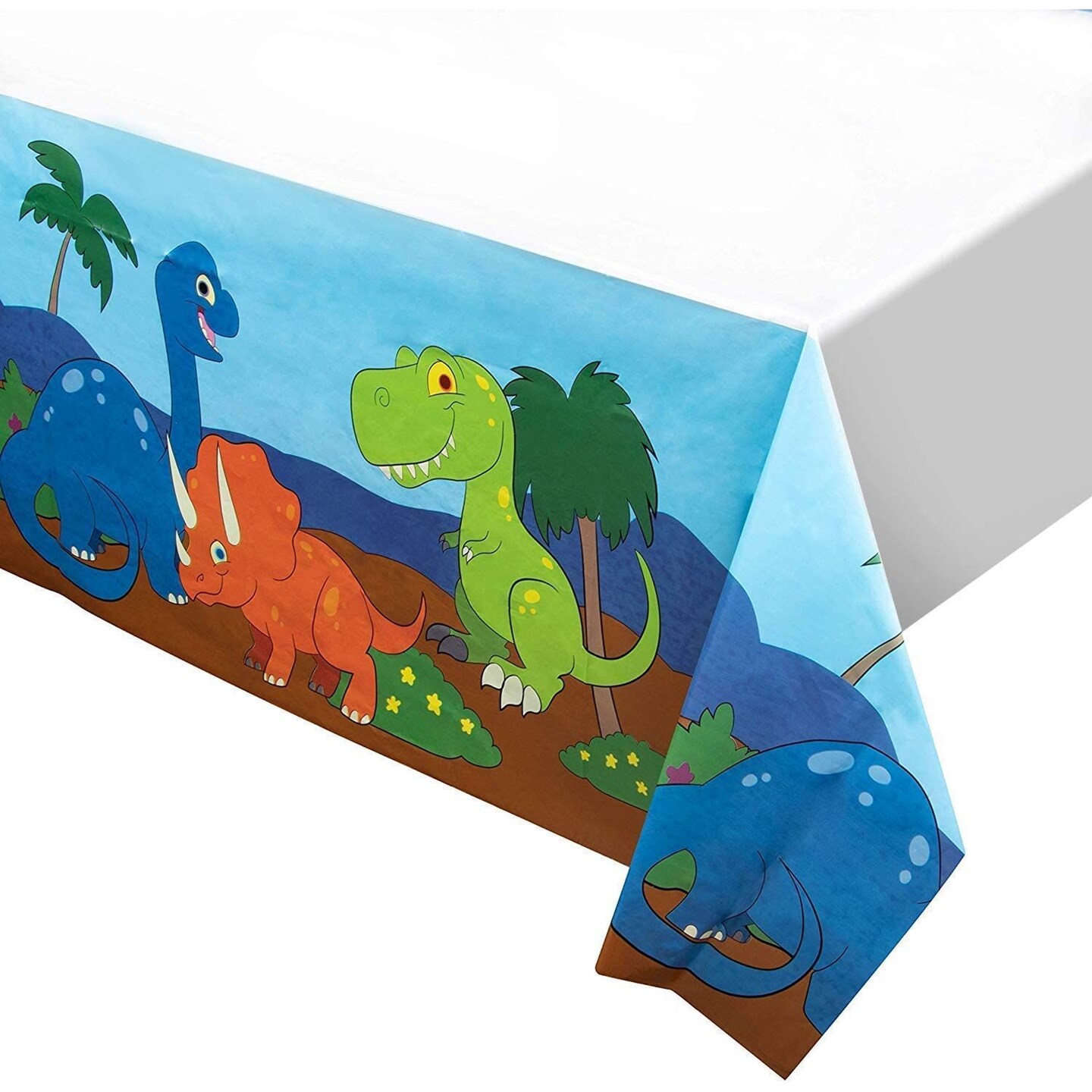 Dinosaur Plastic Tablecloth - 6-Pack Dino Party 54 x 108 Inch Table Cover, Fits Up to 8-Foot Long Tables, Dinosaur Birthday Party Supplies, 4.5 x 9 Feet