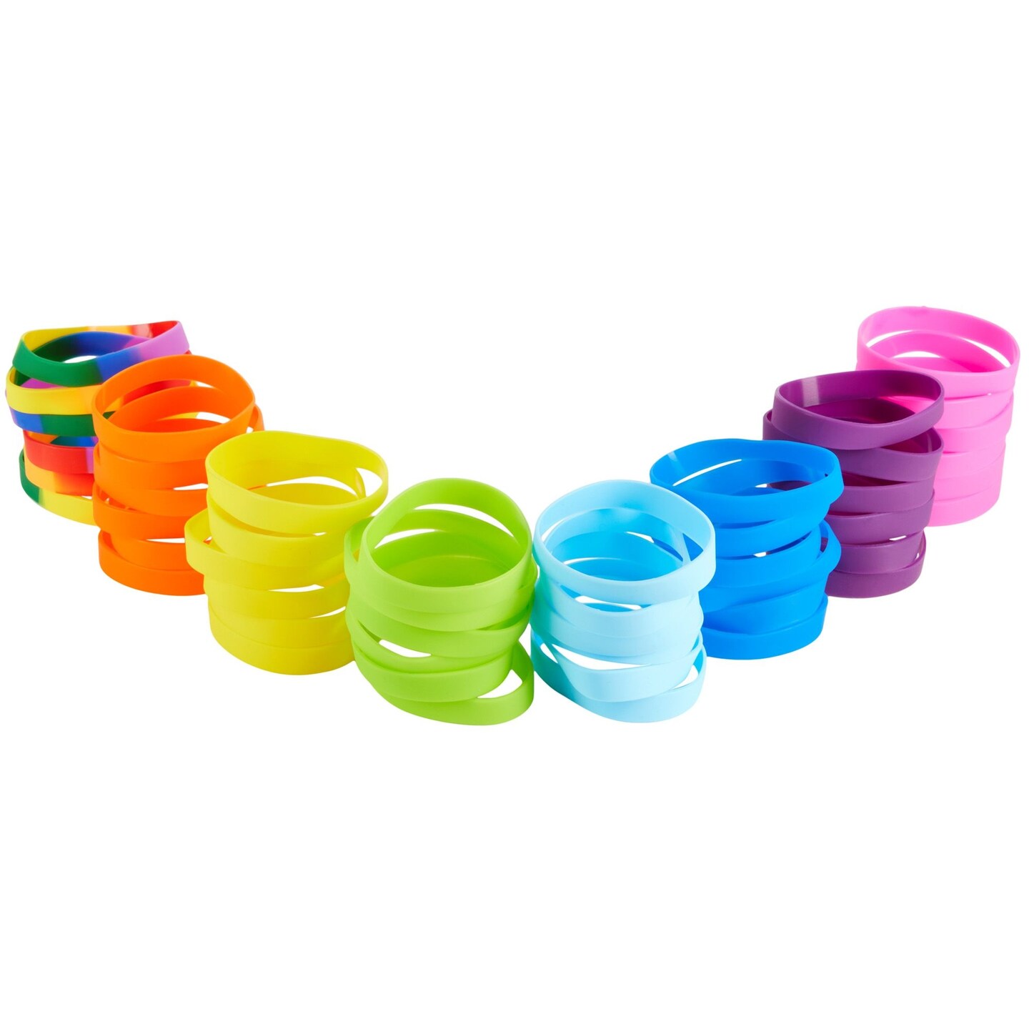 48 Pack Multi-Colored Silicone Bracelets Bulk Set for Sports Teams, Games, Colored Wrist Bands for Sublimation, 8 Colors, 8 In