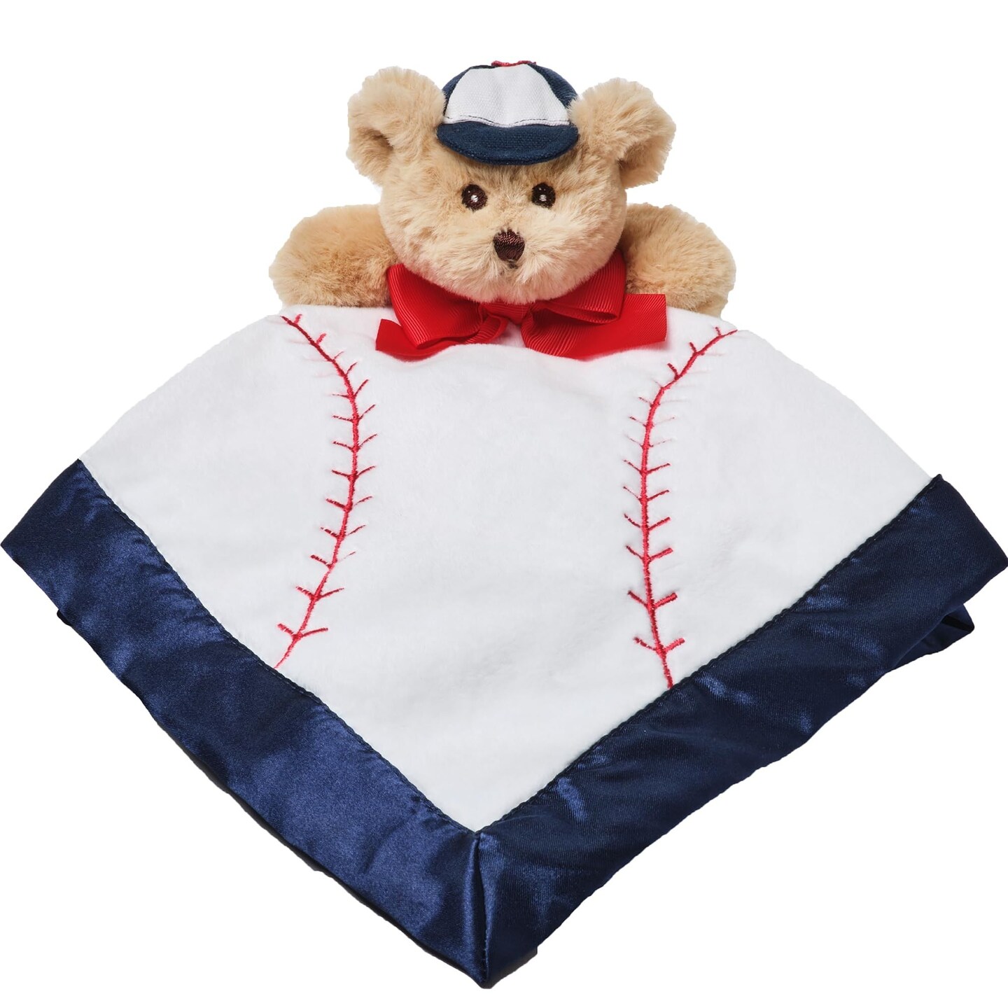 Bearington Lil’ Slugger Snuggler Plush Baseball Lovey - 15" Soft Velour and Satin Baby Security Blanket for Boys - Cute Baseball-Themed Stuffed Animal Lovey, Infant Snuggle Toy