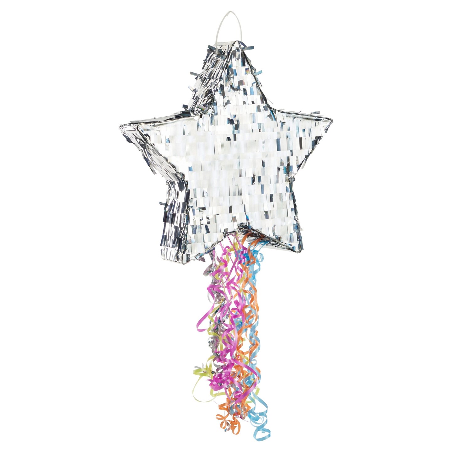 Pull String Star Pinata for Twinkle Twinkle Little Star Gender Reveal Decorations and Birthday Party Supplies (Silver, 13x13x3 in)