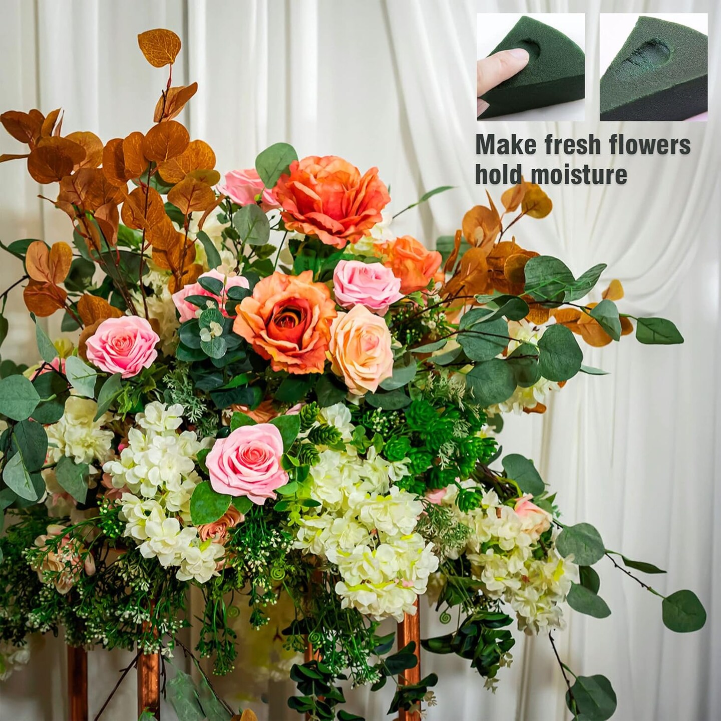 Pack of 4 Large Size Floral Foam Blocks for Fresh and Artificial Flowers (9&#x201D; L x 4&#x201D; W), Wet Florist Foam Blocks for Wedding Holiday Decorations (4 Pack)