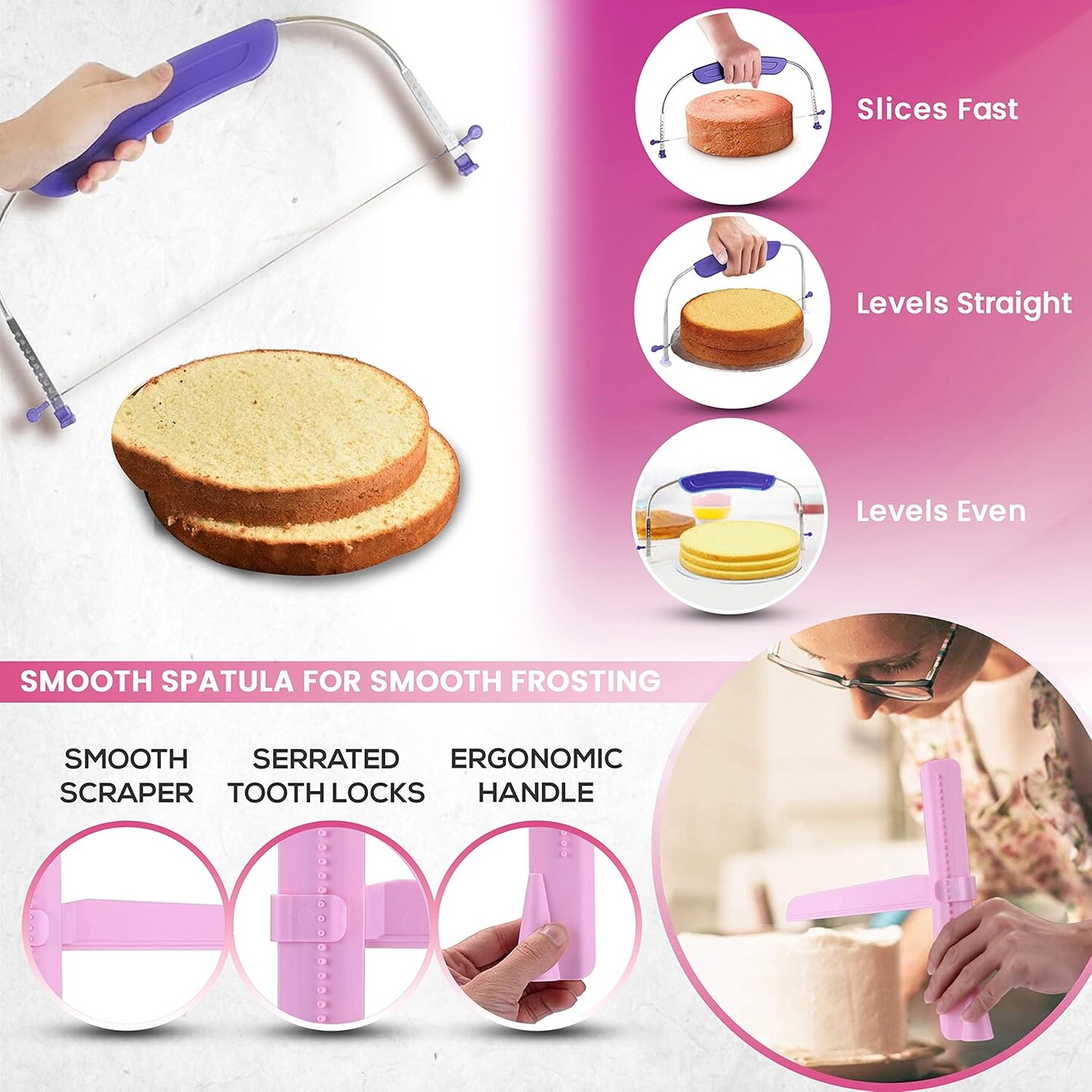 200PCs Cake Decorating Kit for Beginners with Turntable for Decoration - Piping Bags and Tips Set (110+55), Straight &#x26; Offset Spatula, Leveler, Video Course, Pattern Chart &#x26; More Baking Supplies
