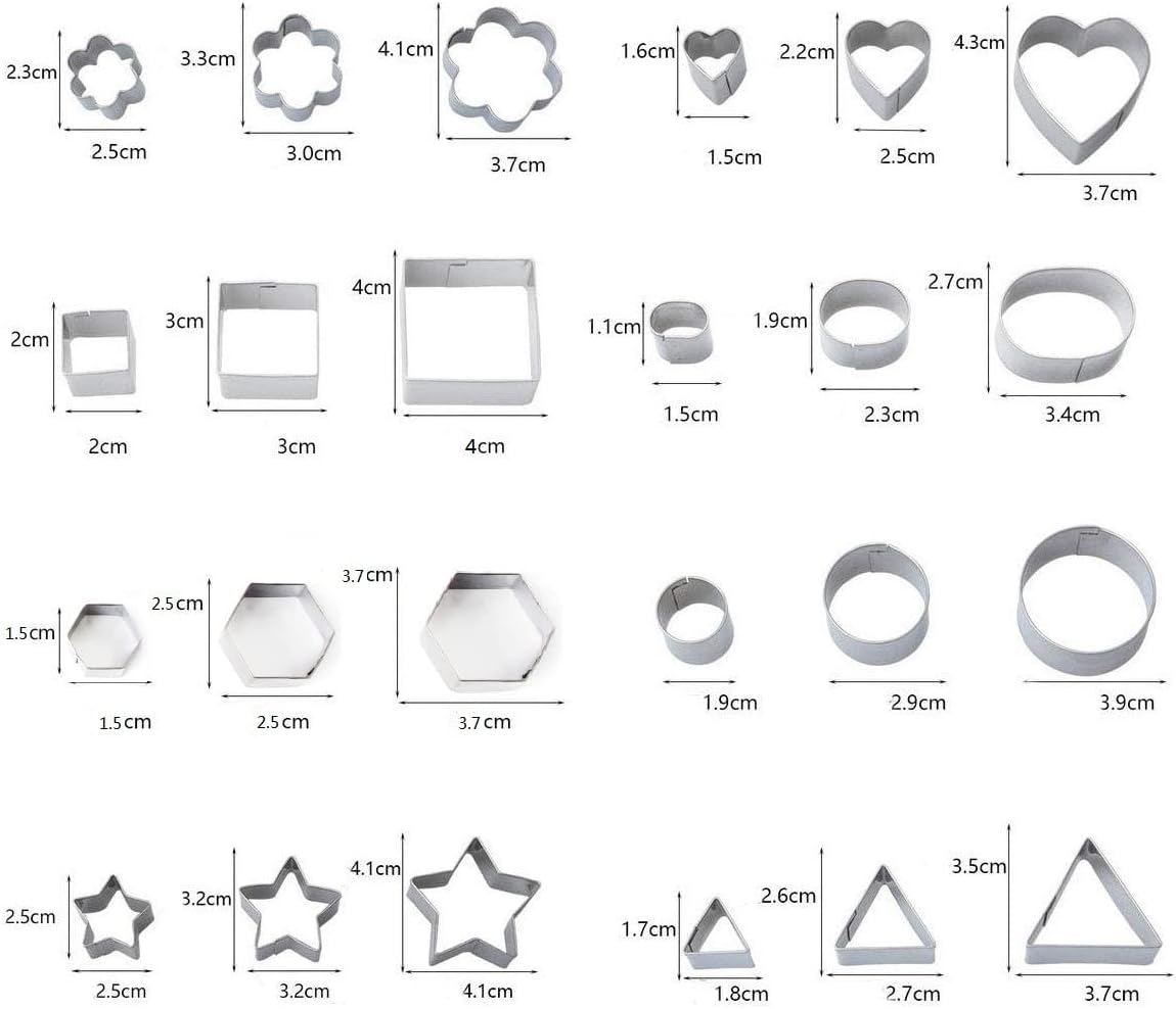 Mini Cookie Cutter Shapes Set 24 Piece Stainless Steel Molds