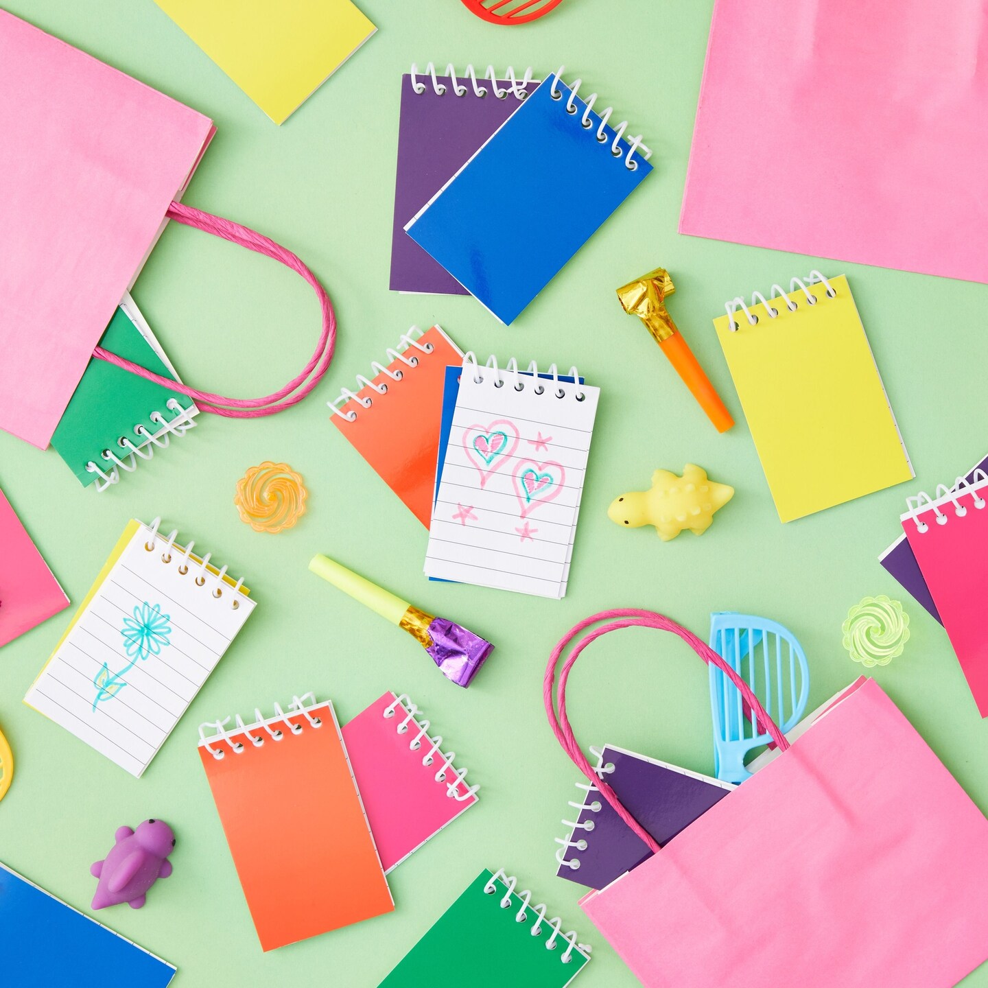 24 Pack Small Notepads for Kids Party Favors - Top Spiral Mini Notebooks Bulk for Stocking Stuffers, Classroom Reward (6 Rainbow Colors, 2.25x3.5 In)