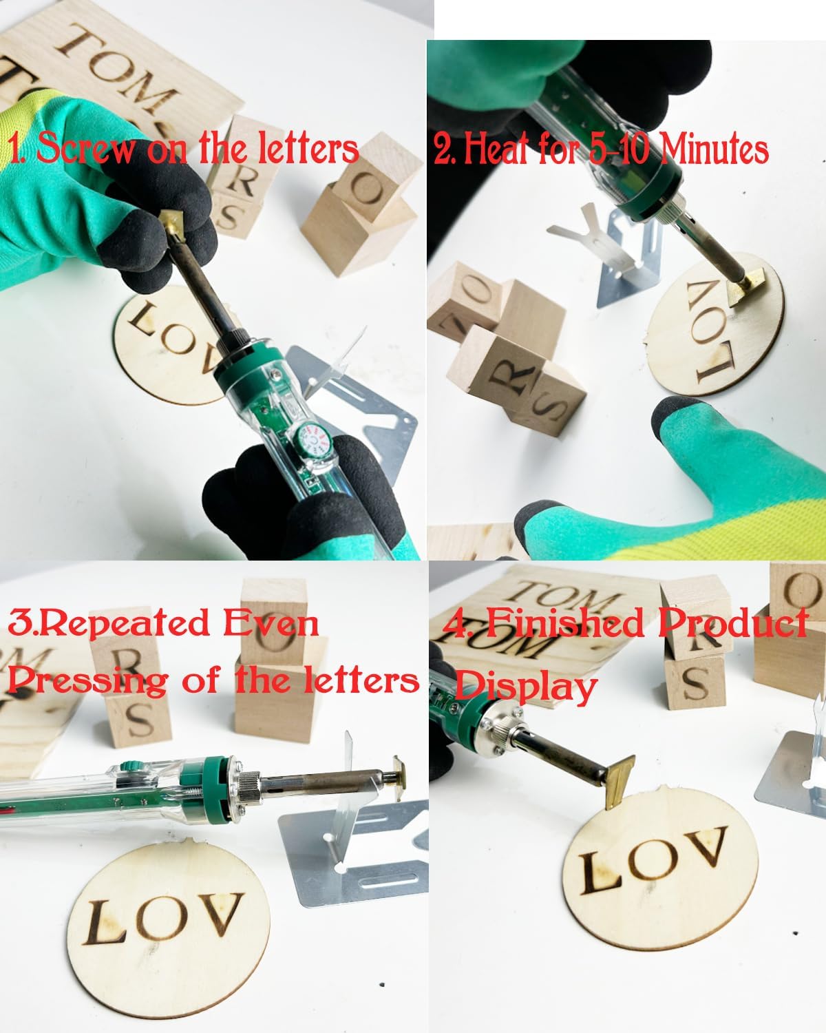 Wood Burning Alphabet Letter Kit, Branding Irons Personalized for Wood Leather Branding Set Compatible with Walnut Hollow Iron Wood Burning Stamp with 26 Iron 5/8&#x201D; Tall (Clear)